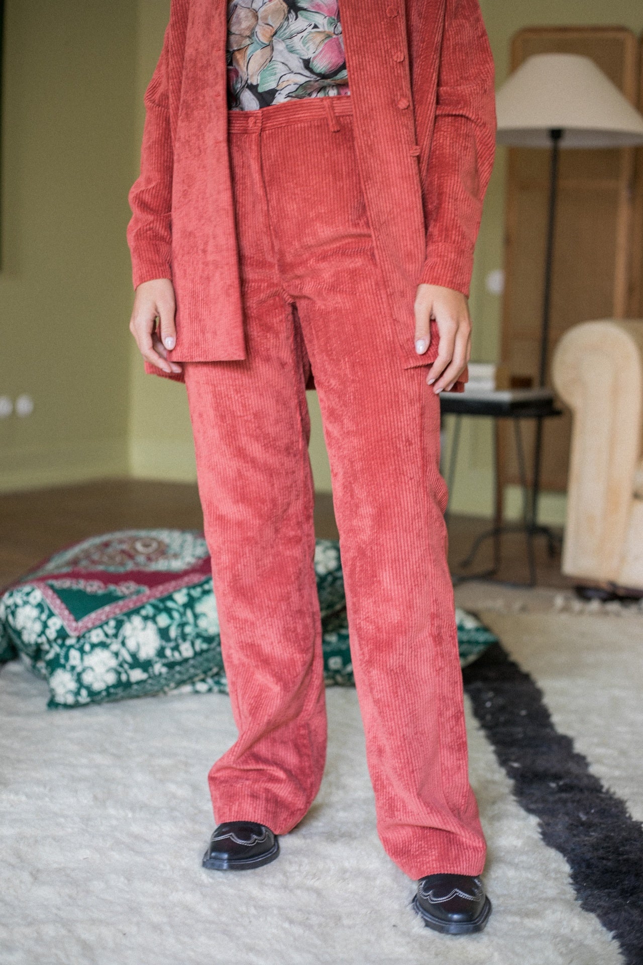 Calça Corte Reto Bombazine Terracota