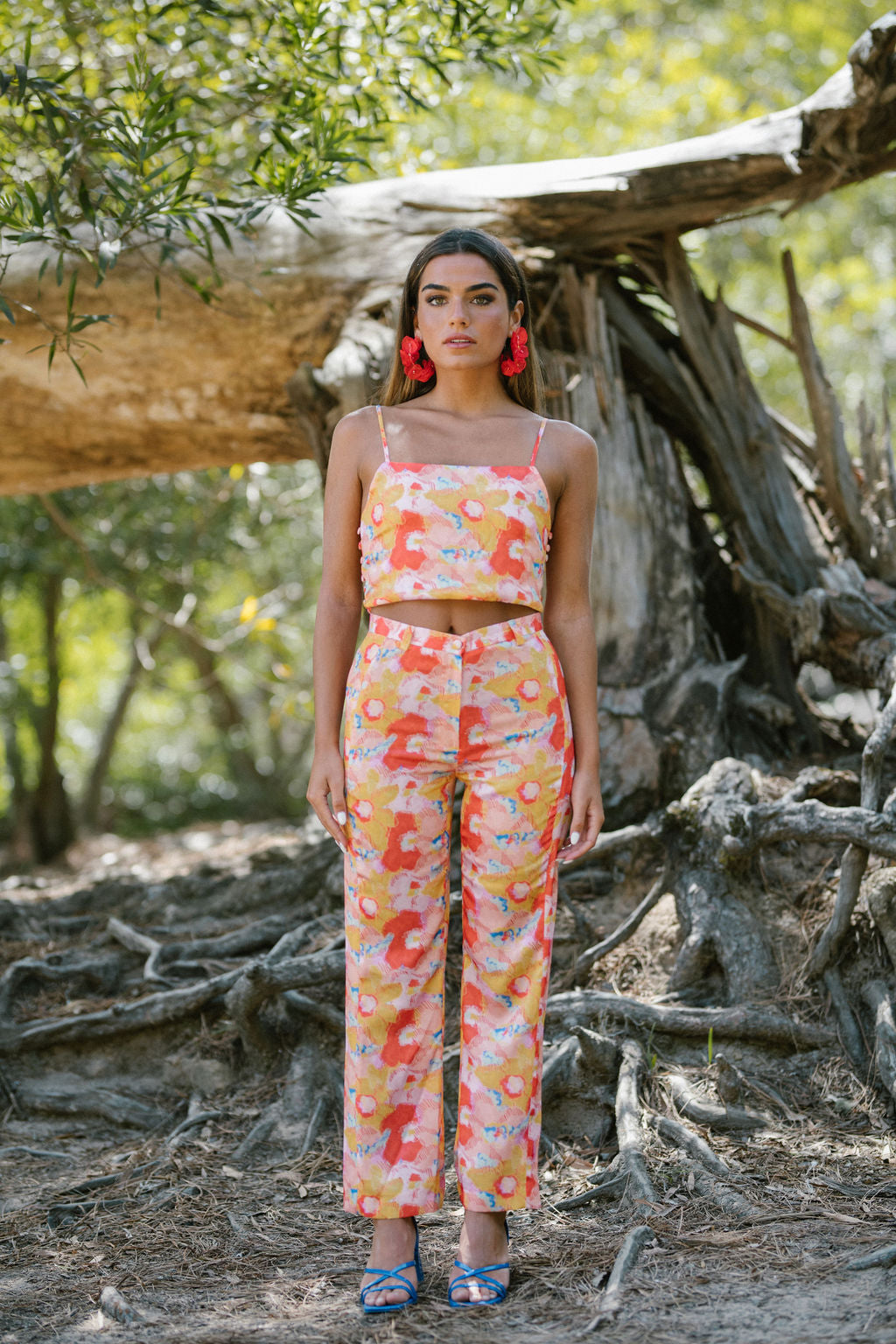 Calças Corte Reto Floral