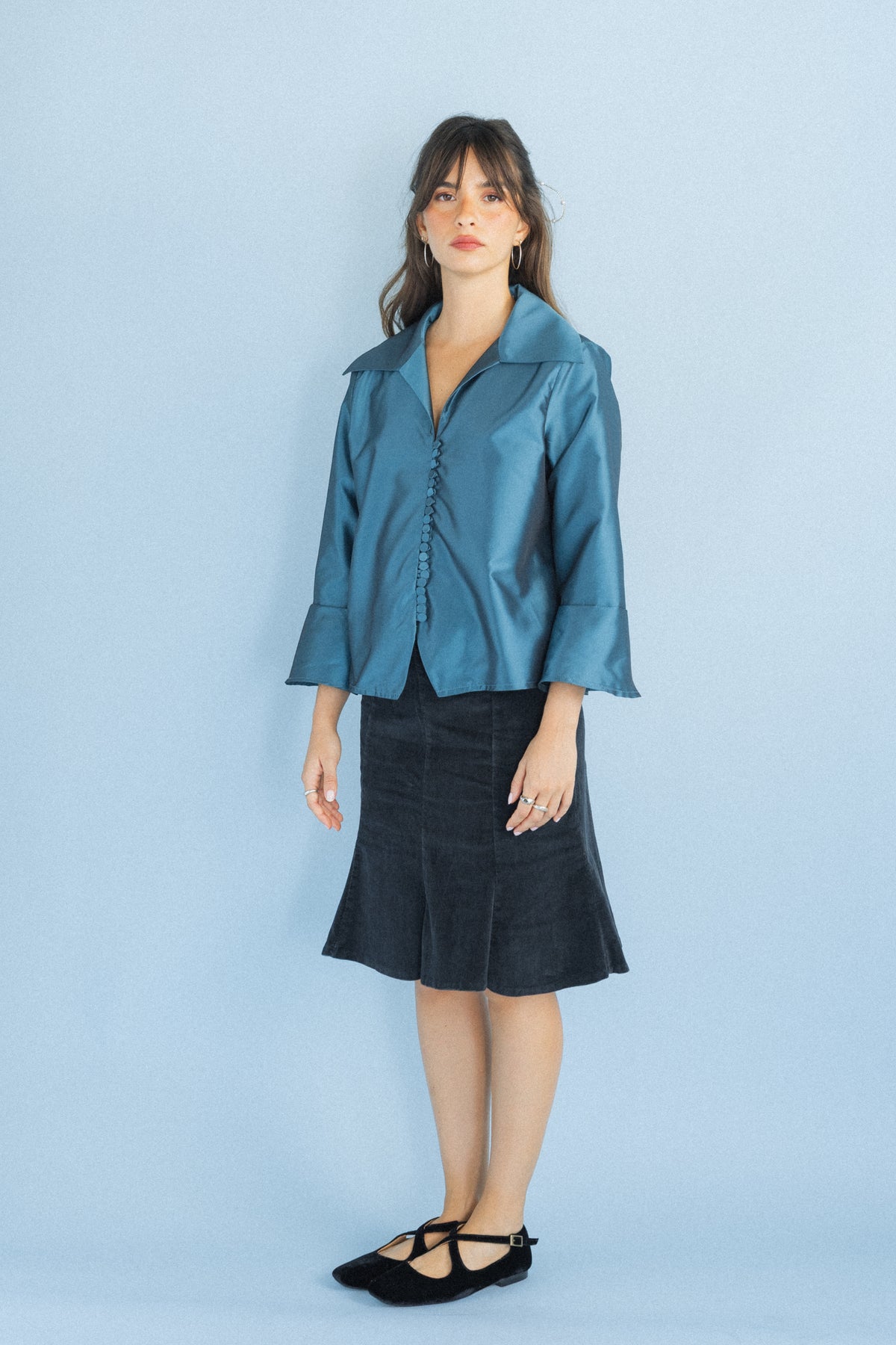 Camisa Tafetá Azul