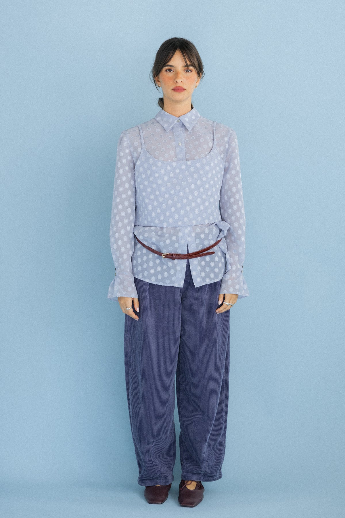 Camisa com Top Polka Dots Azul