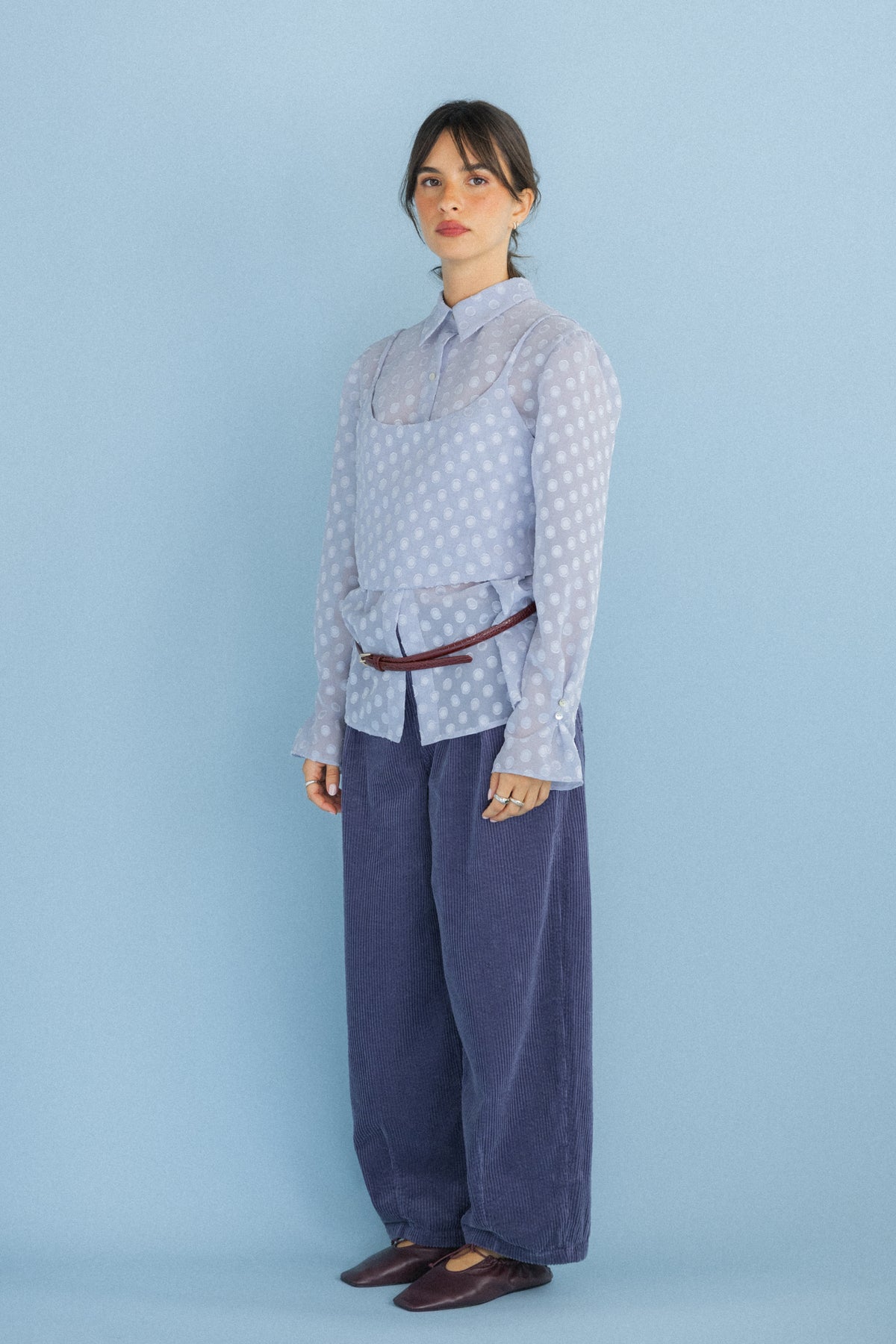 Camisa com Top Polka Dots Azul