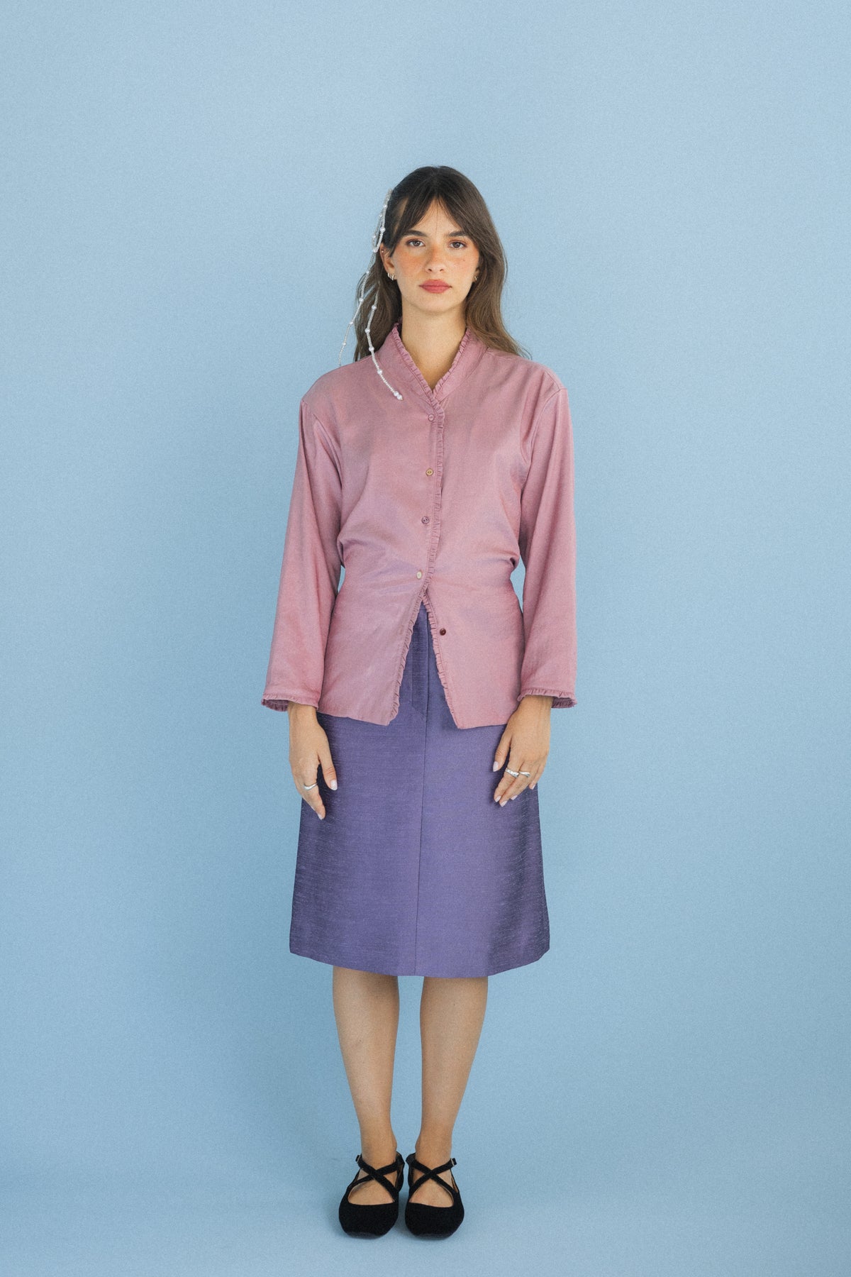 Camisa com Folho Rosa Velho