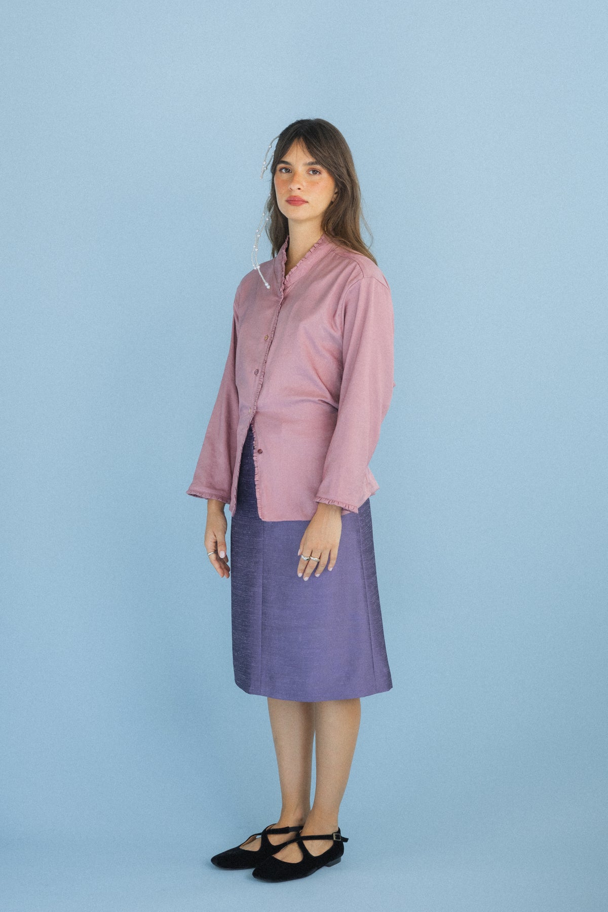 Camisa com Folho Rosa Velho