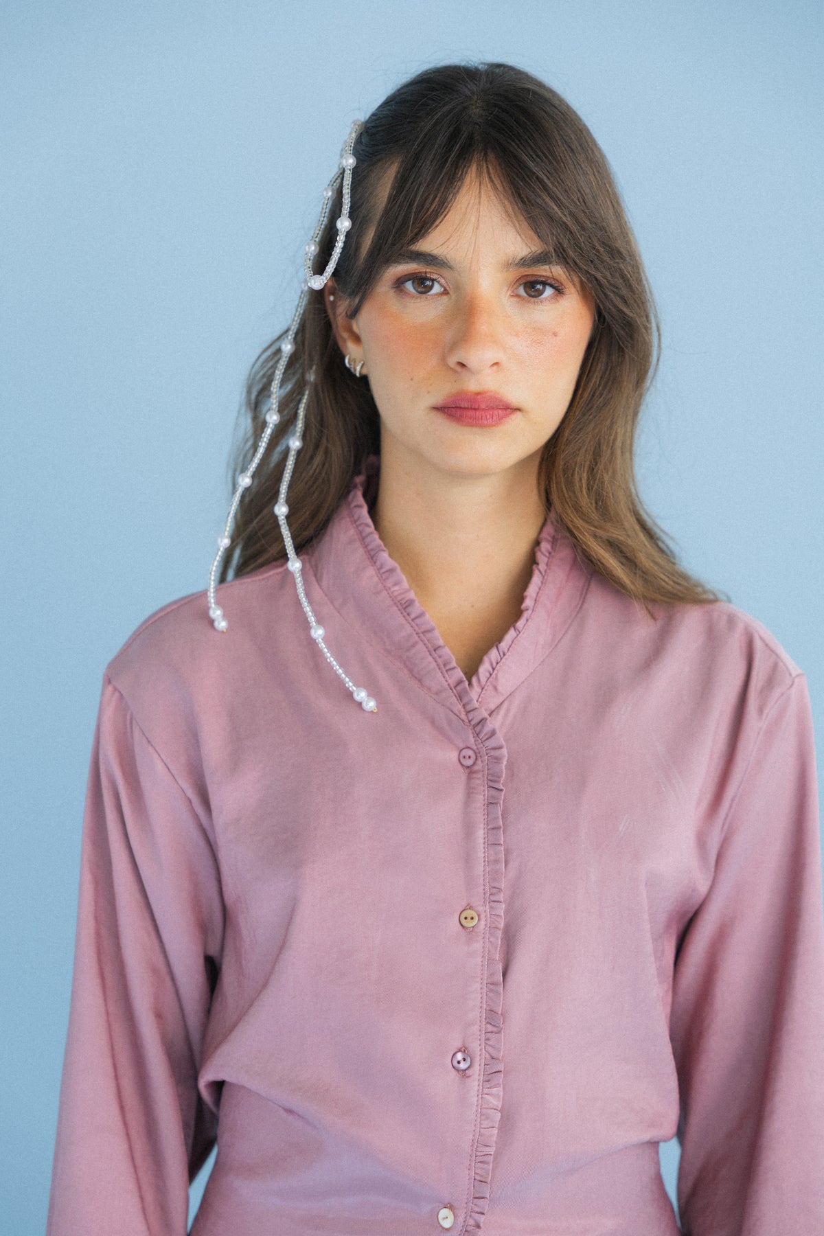 Camisa com Folho Rosa Velho