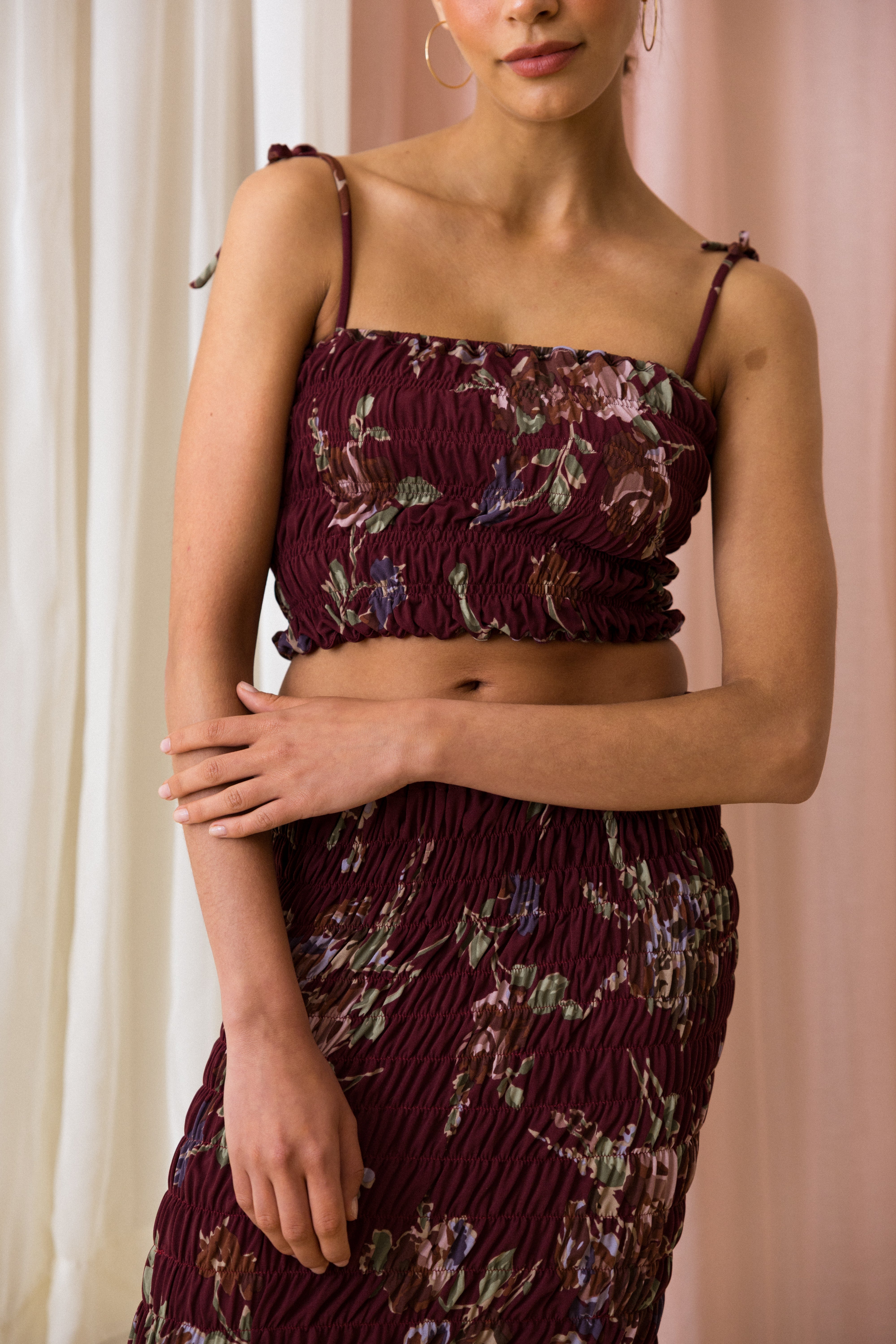 Top de Alças Franzidos Floral