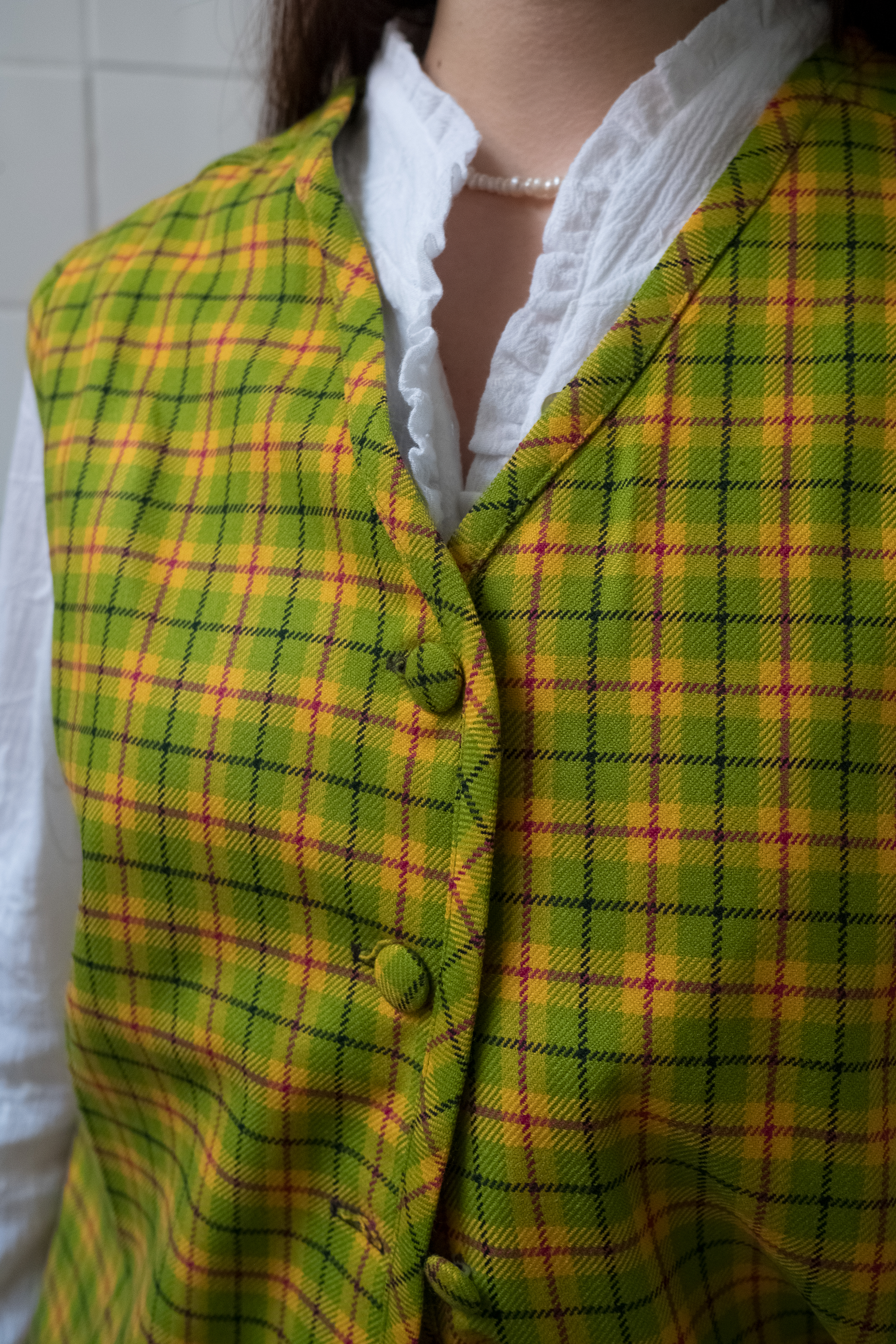Colete Reversível Quadrados Verde Amarelo
