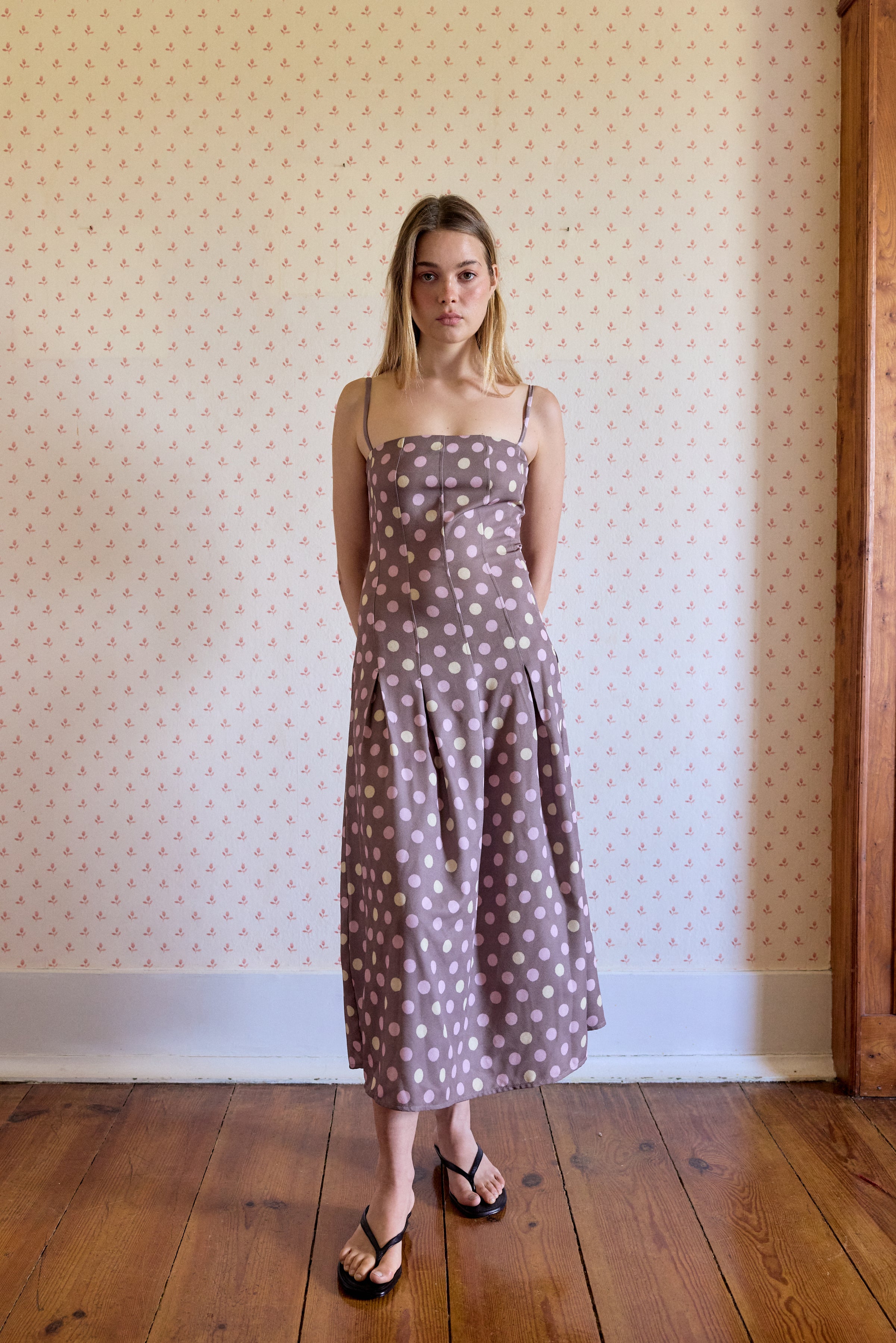 Vestido Caicai com Pinças Polka Dots