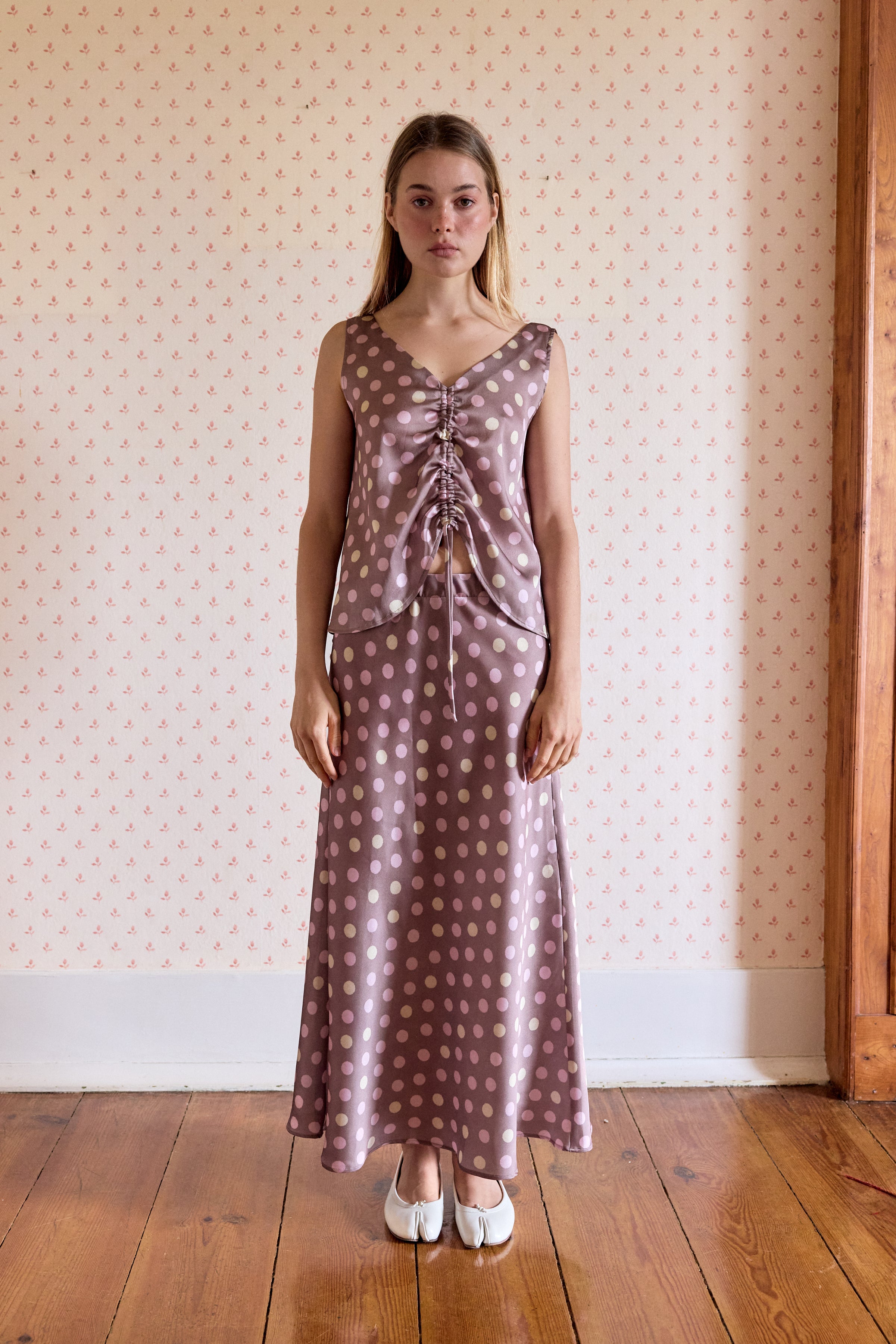 Top Alças com Atilhos Polka Dots