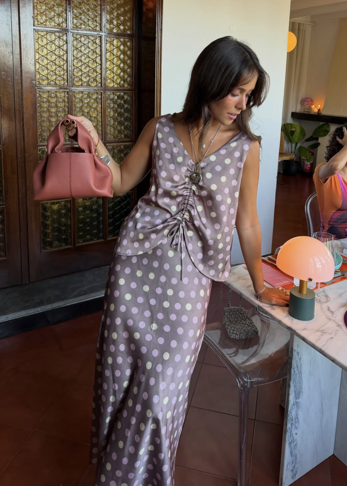 Tie-Strap Top Polka Dots