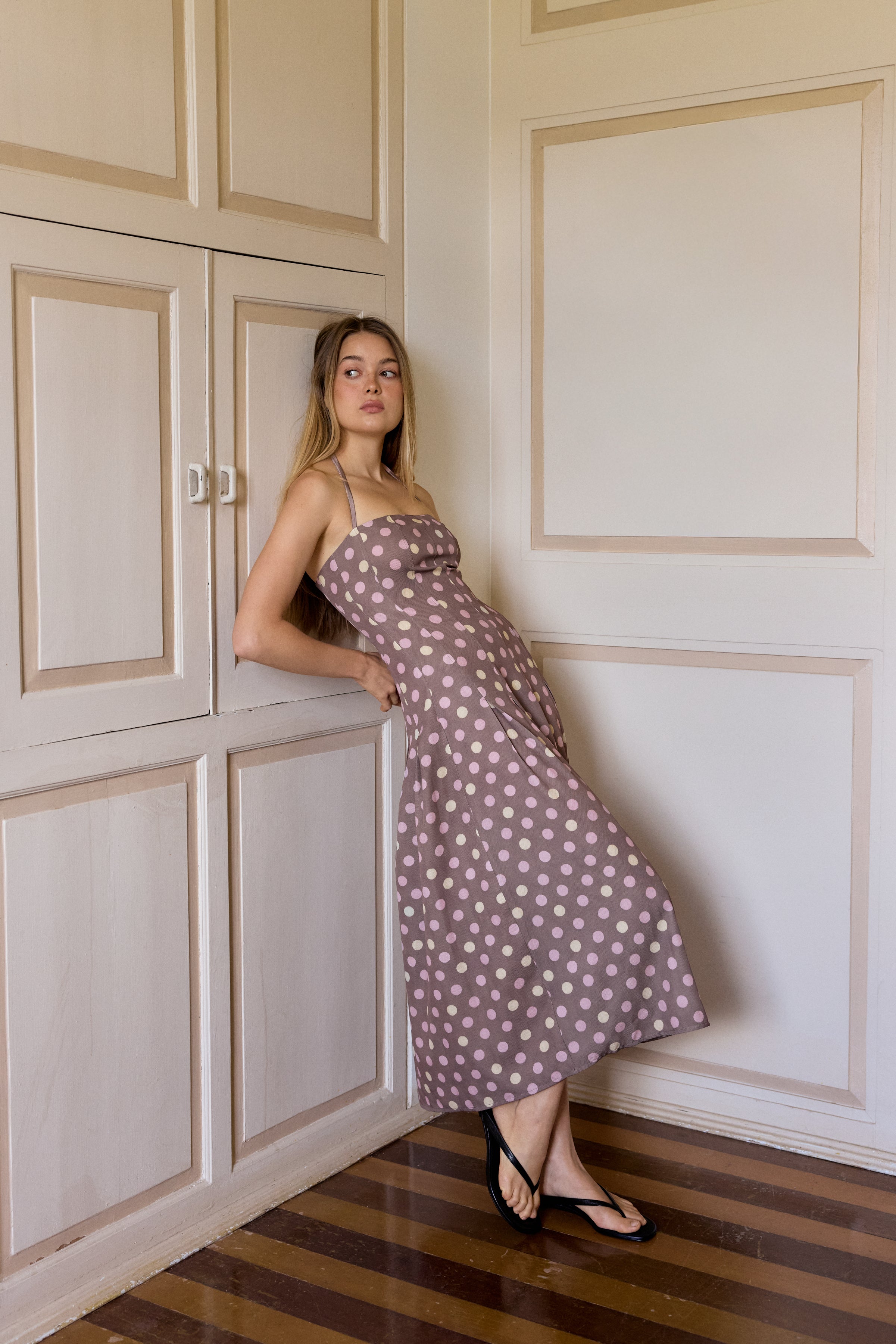 Vestido Caicai com Pinças Polka Dots
