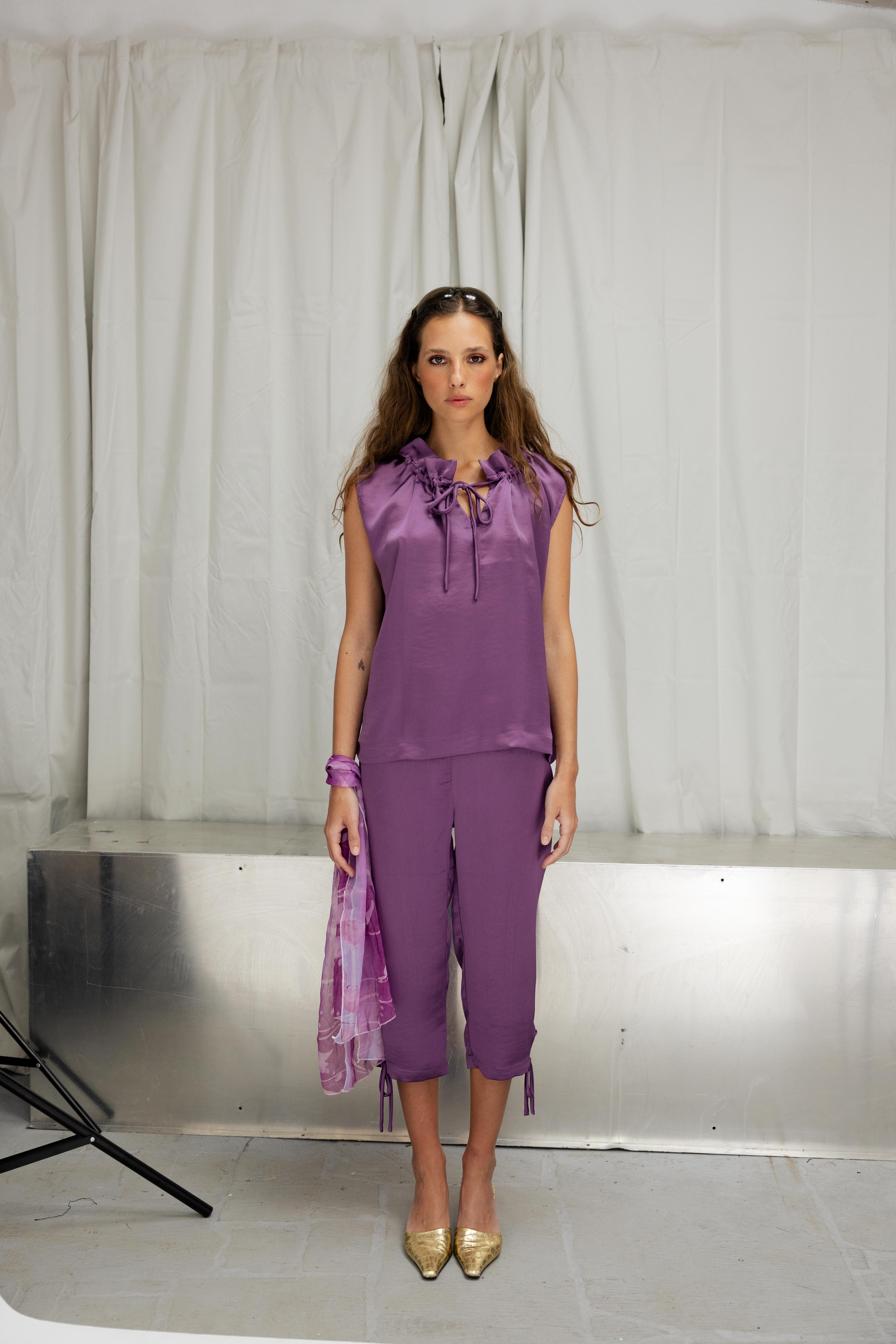 Calças Capri Púrpura