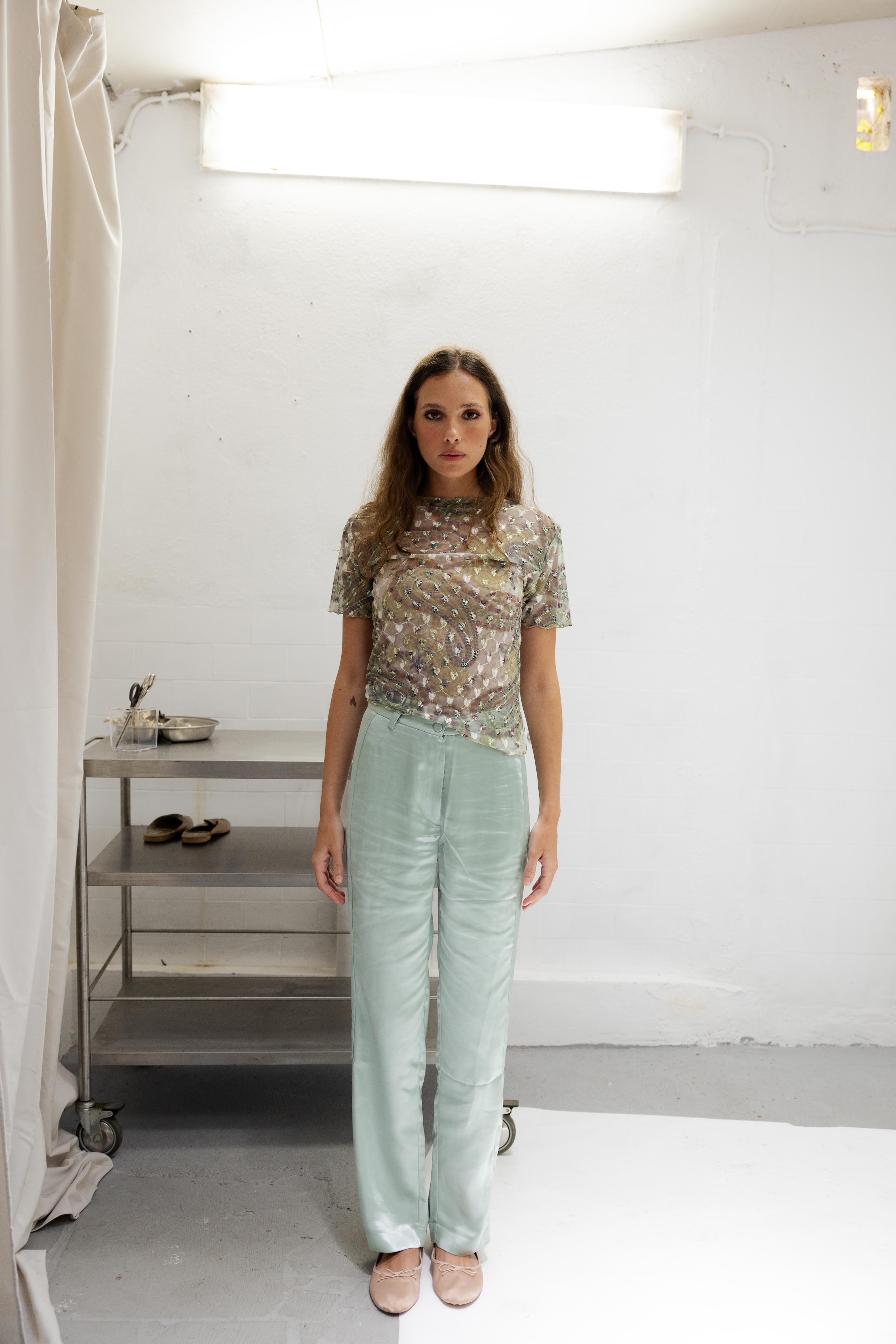 Calças Corte Reto Menta