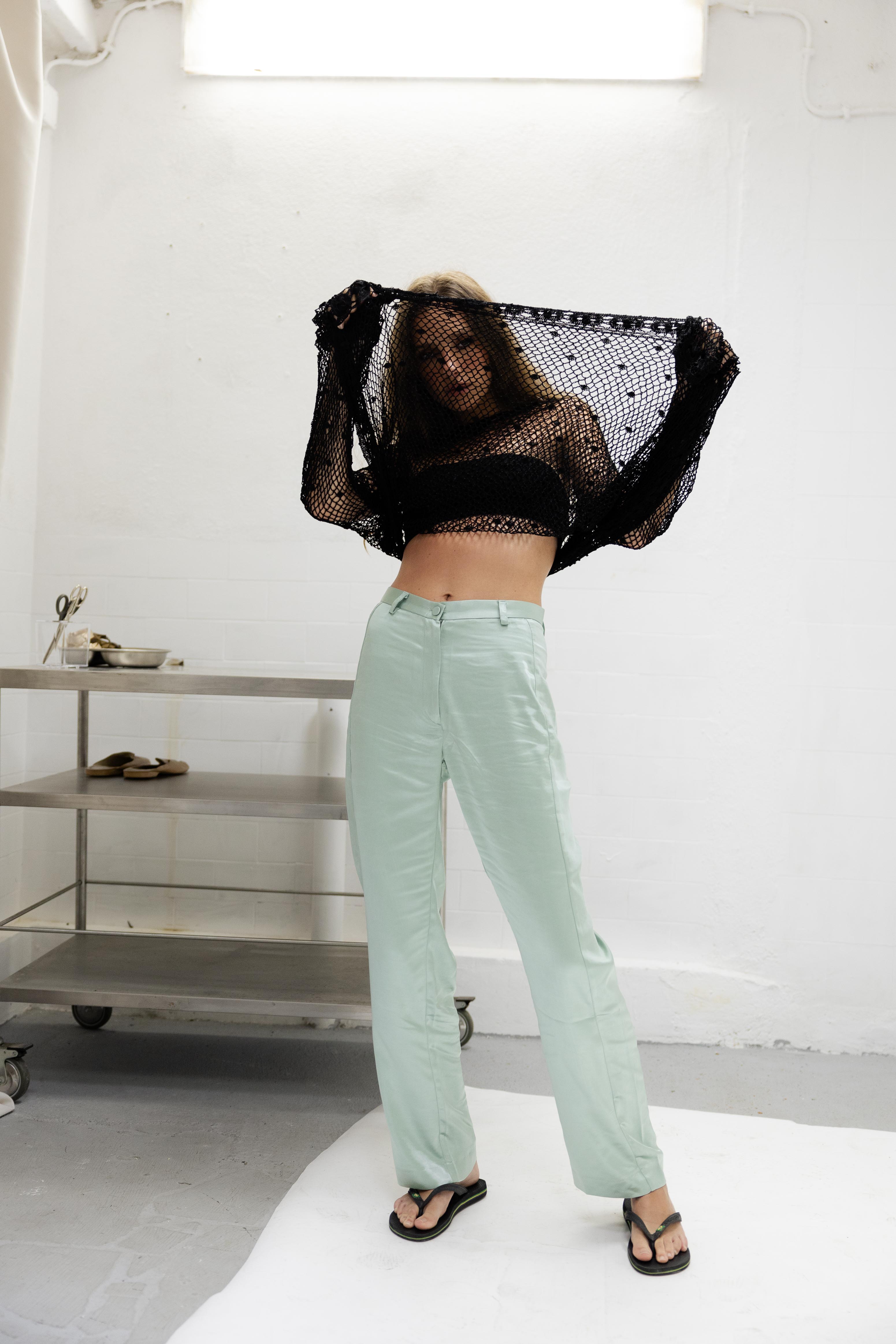Calças Corte Reto Menta