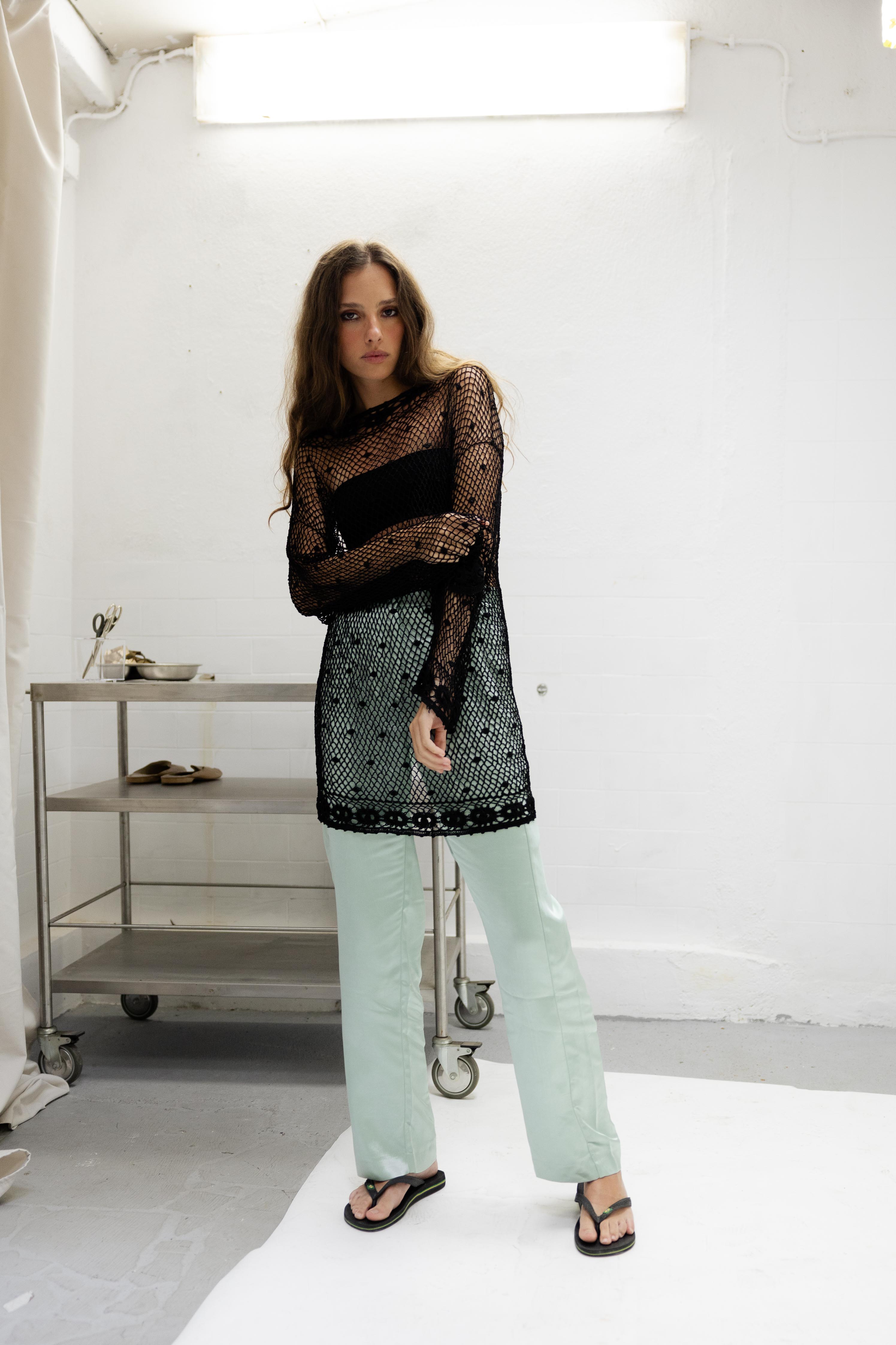 Calças Corte Reto Menta