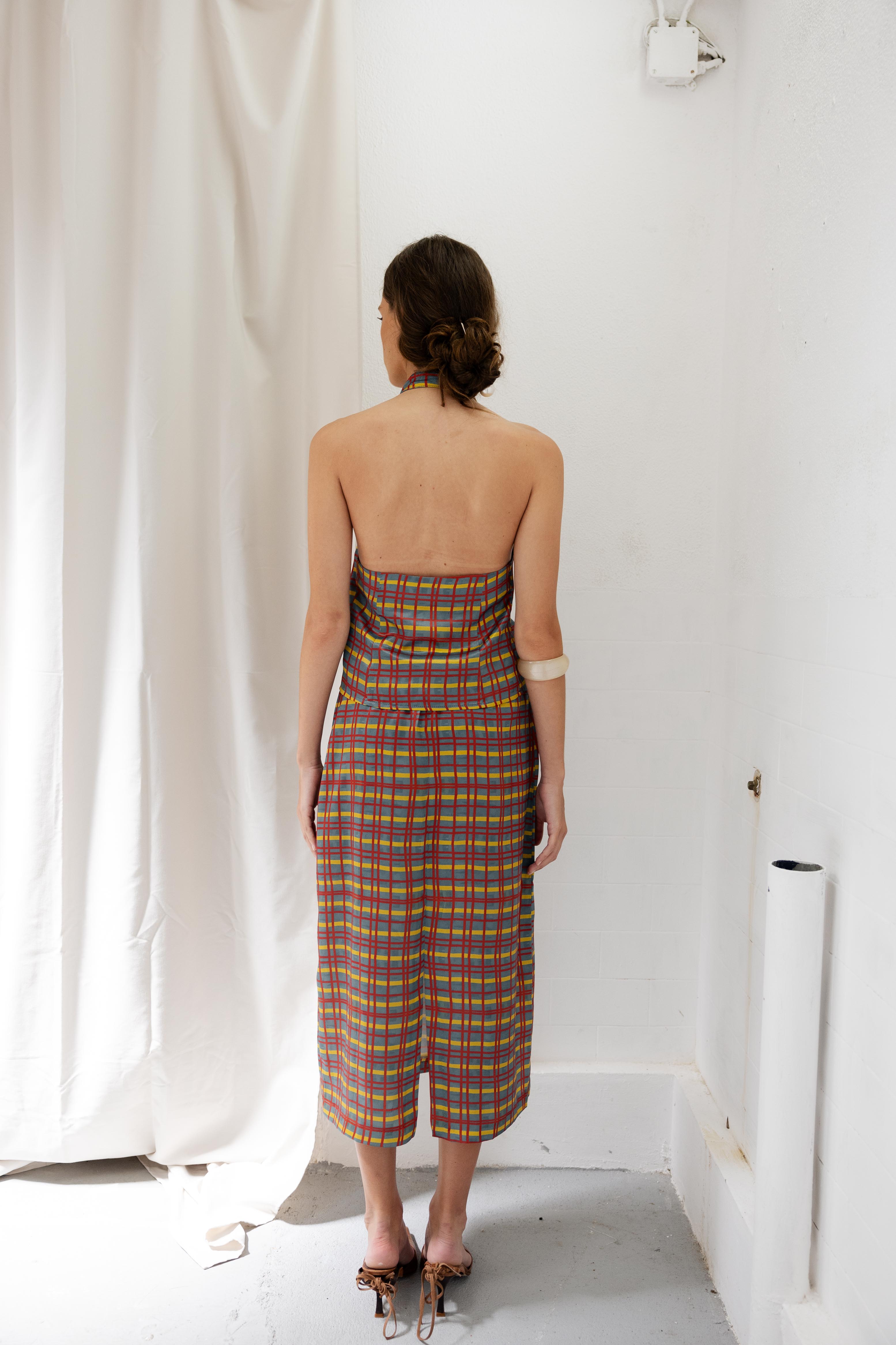 Saia Midi Elástico Xadrez