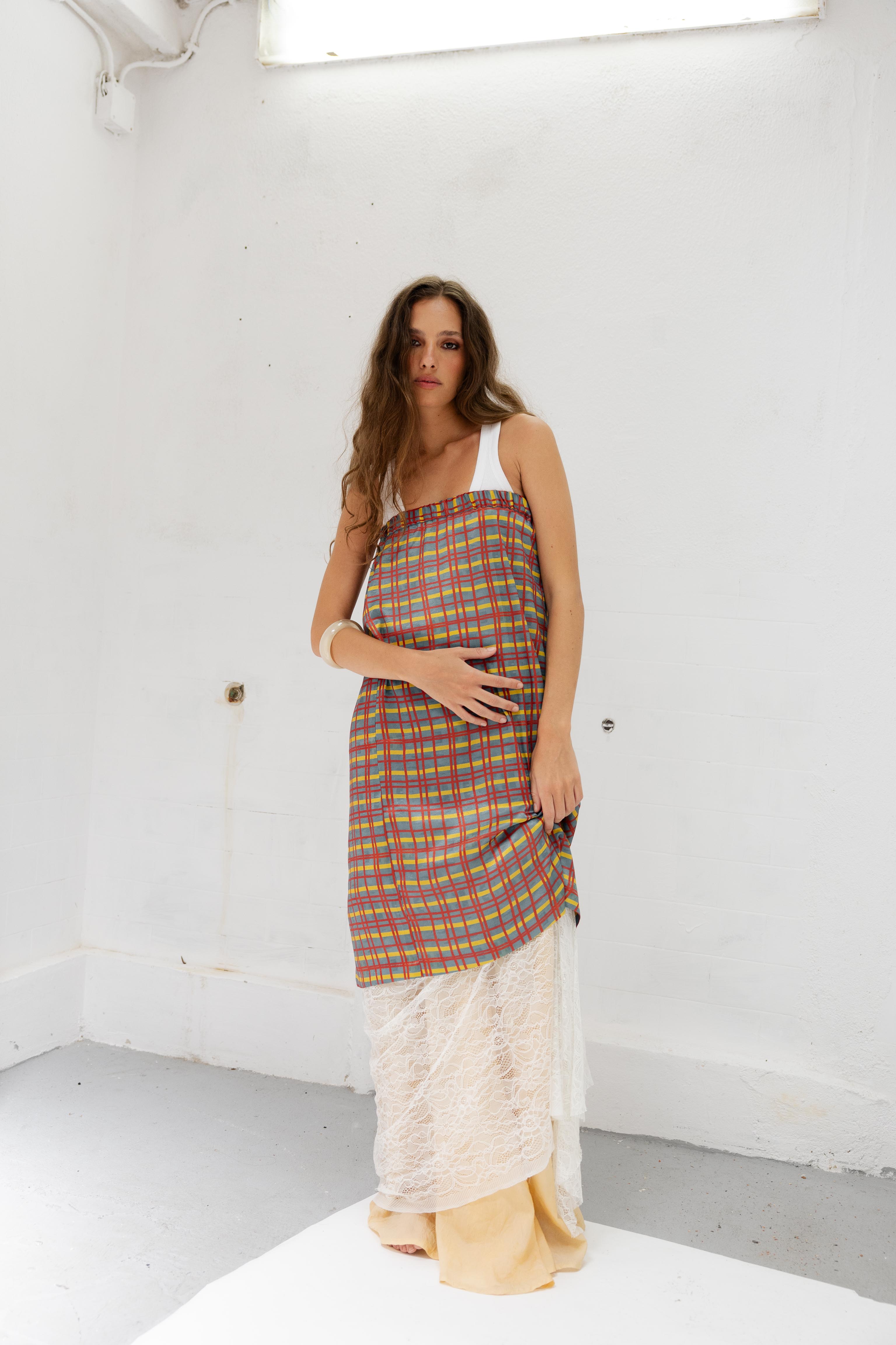 Saia Midi Elástico Xadrez