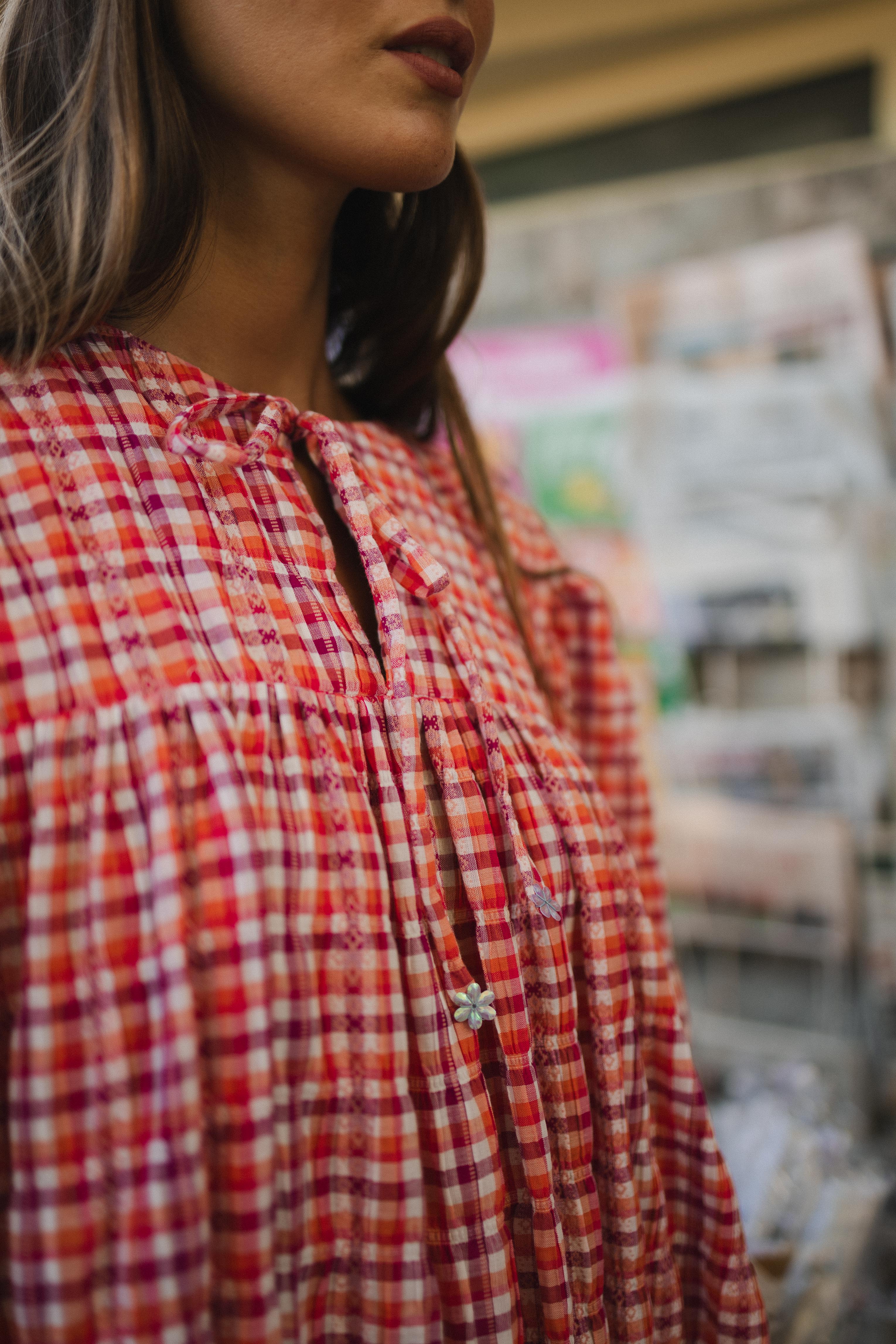 Plaid Elastic Midi Skirt