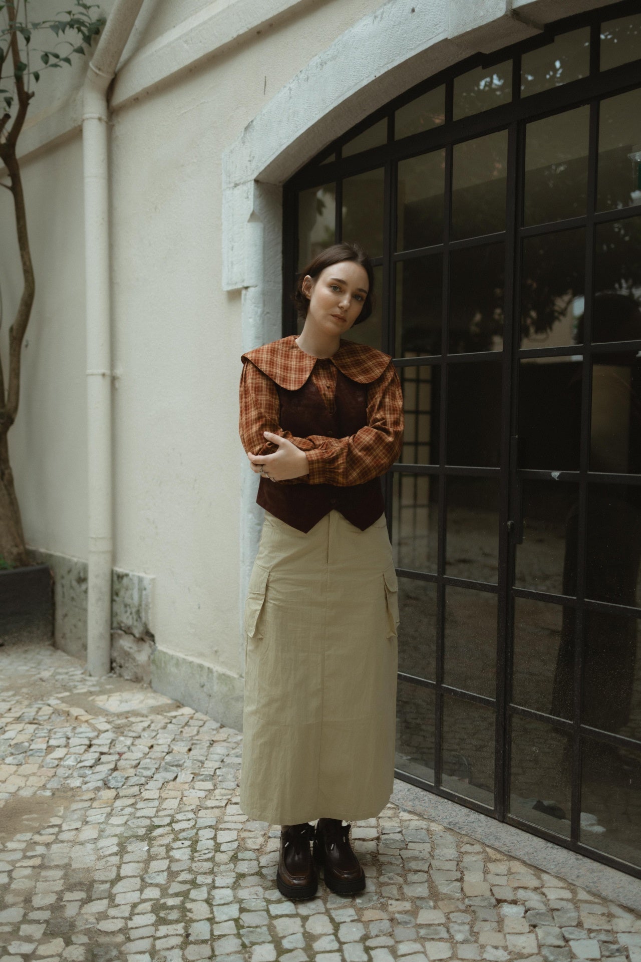 Green Cargo Midi Skirt