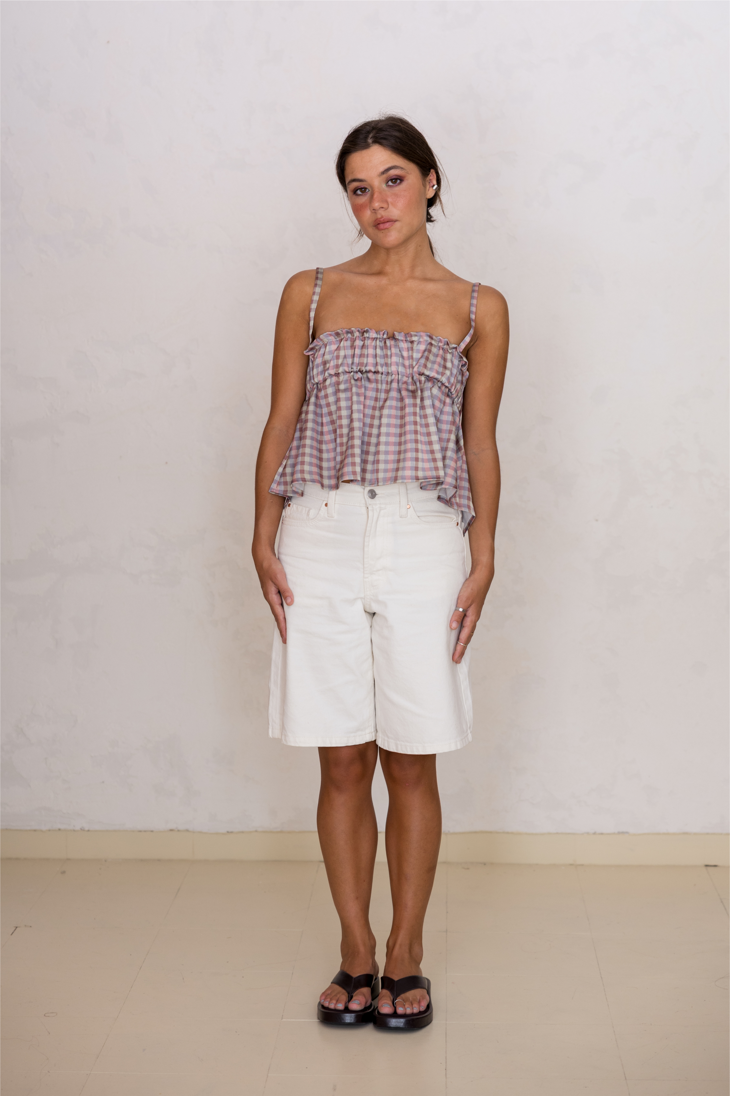 Top Franzido Curto Vichy
