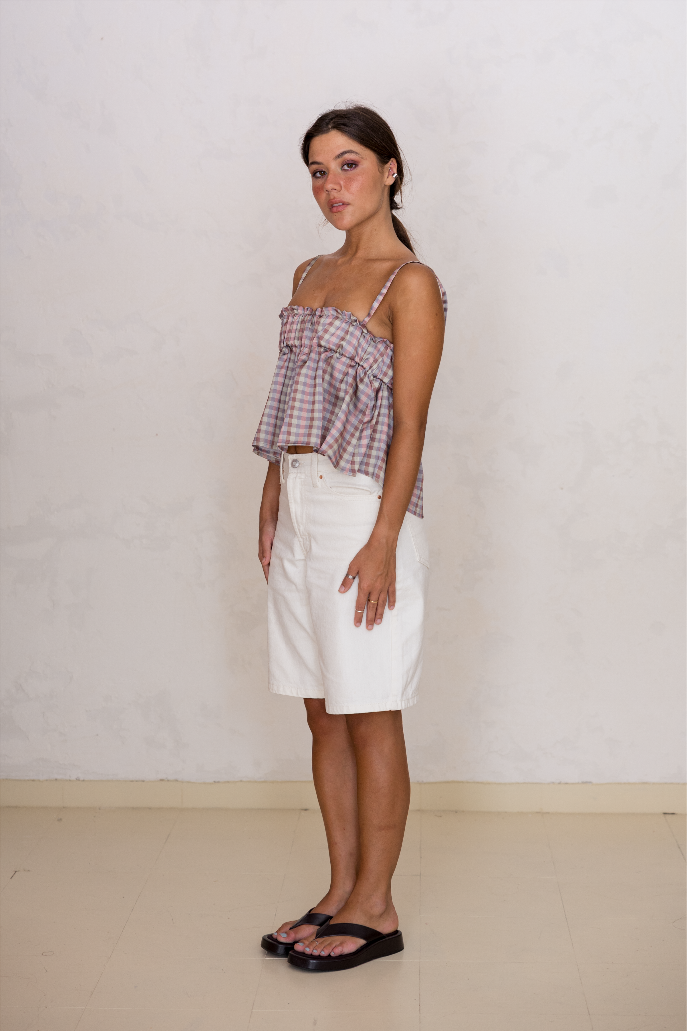 Top Franzido Curto Vichy