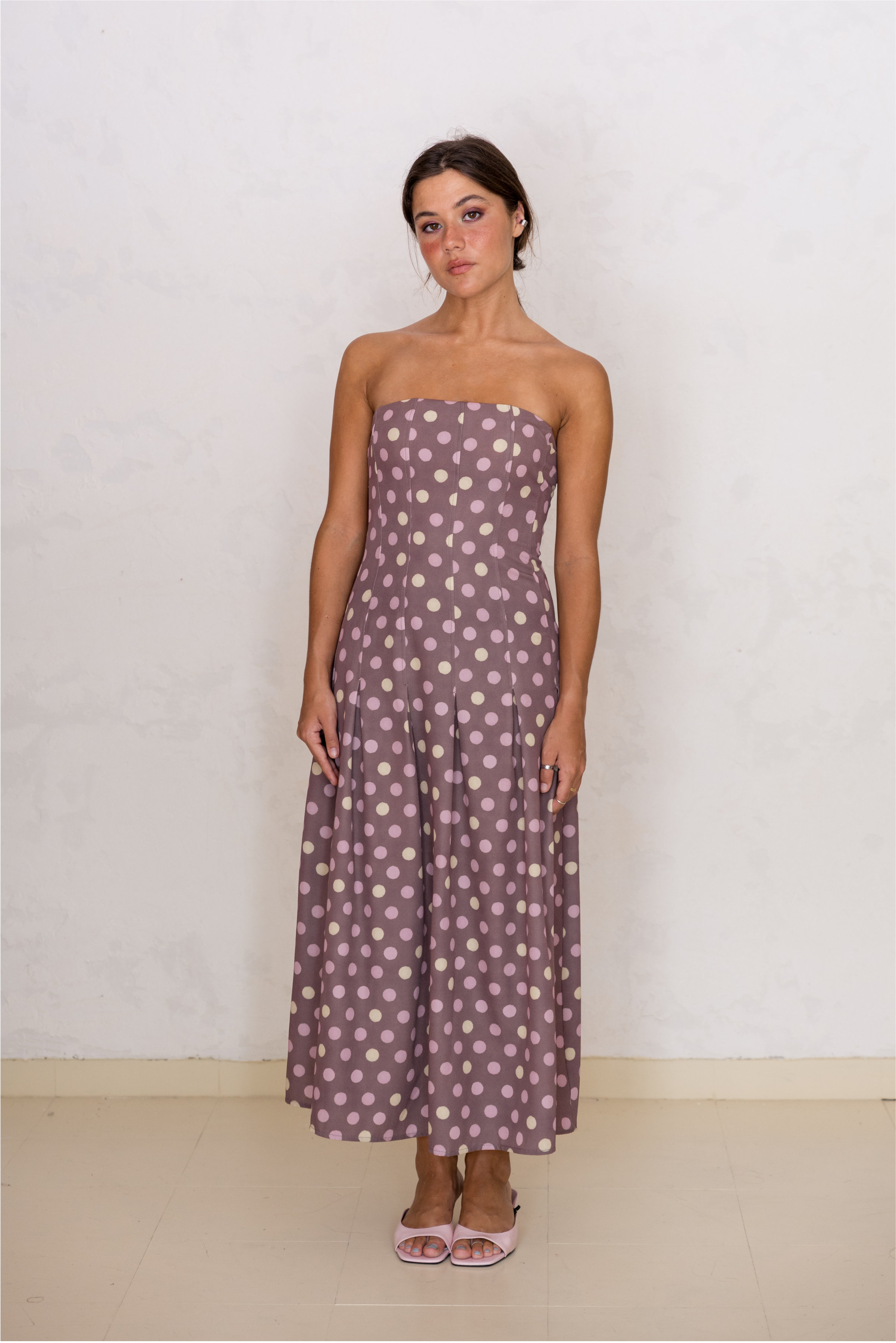 Vestido Caicai com Pinças Polka Dots
