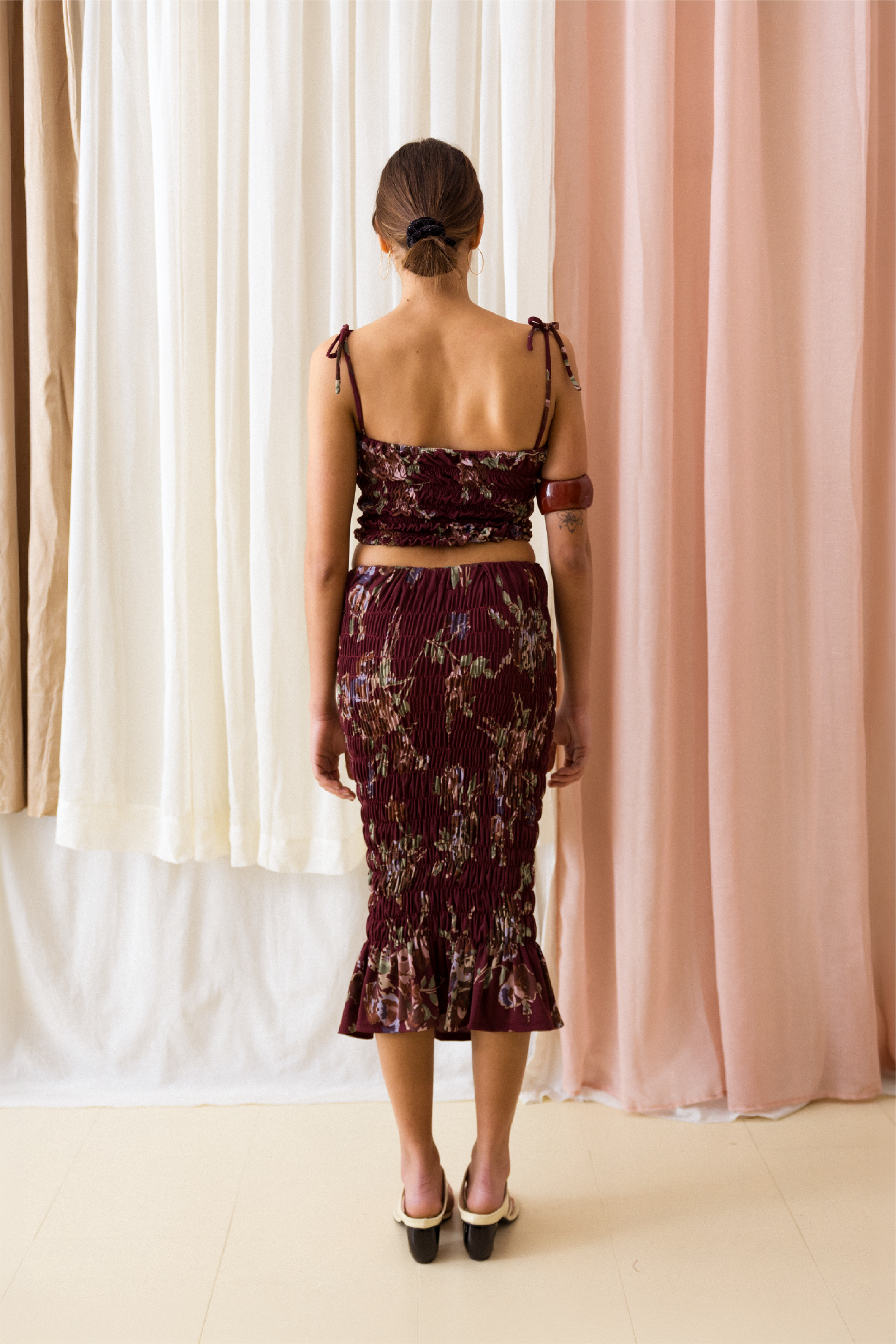 Top de Alças Franzidos Floral