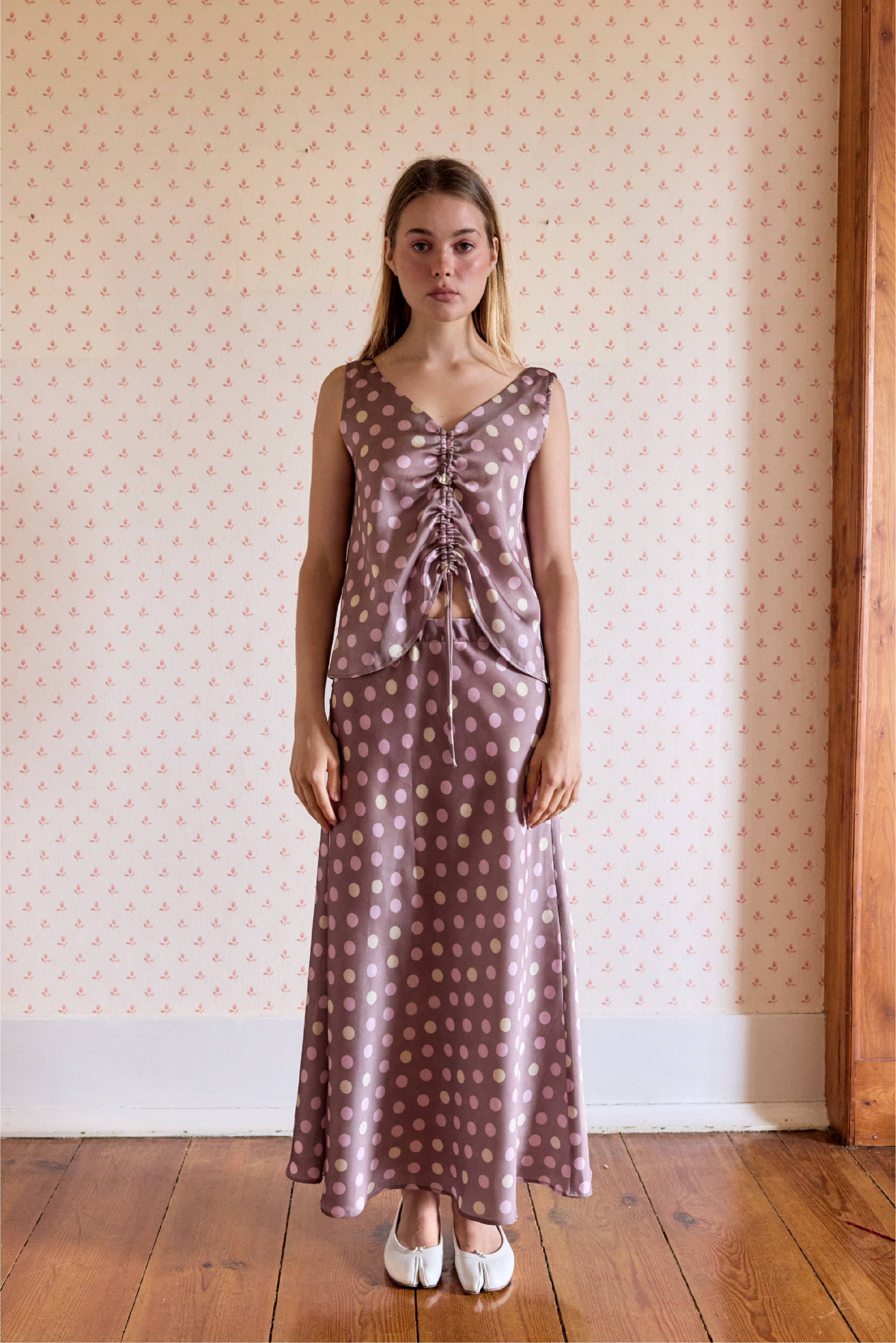 Top Alças com Atilhos Polka Dots