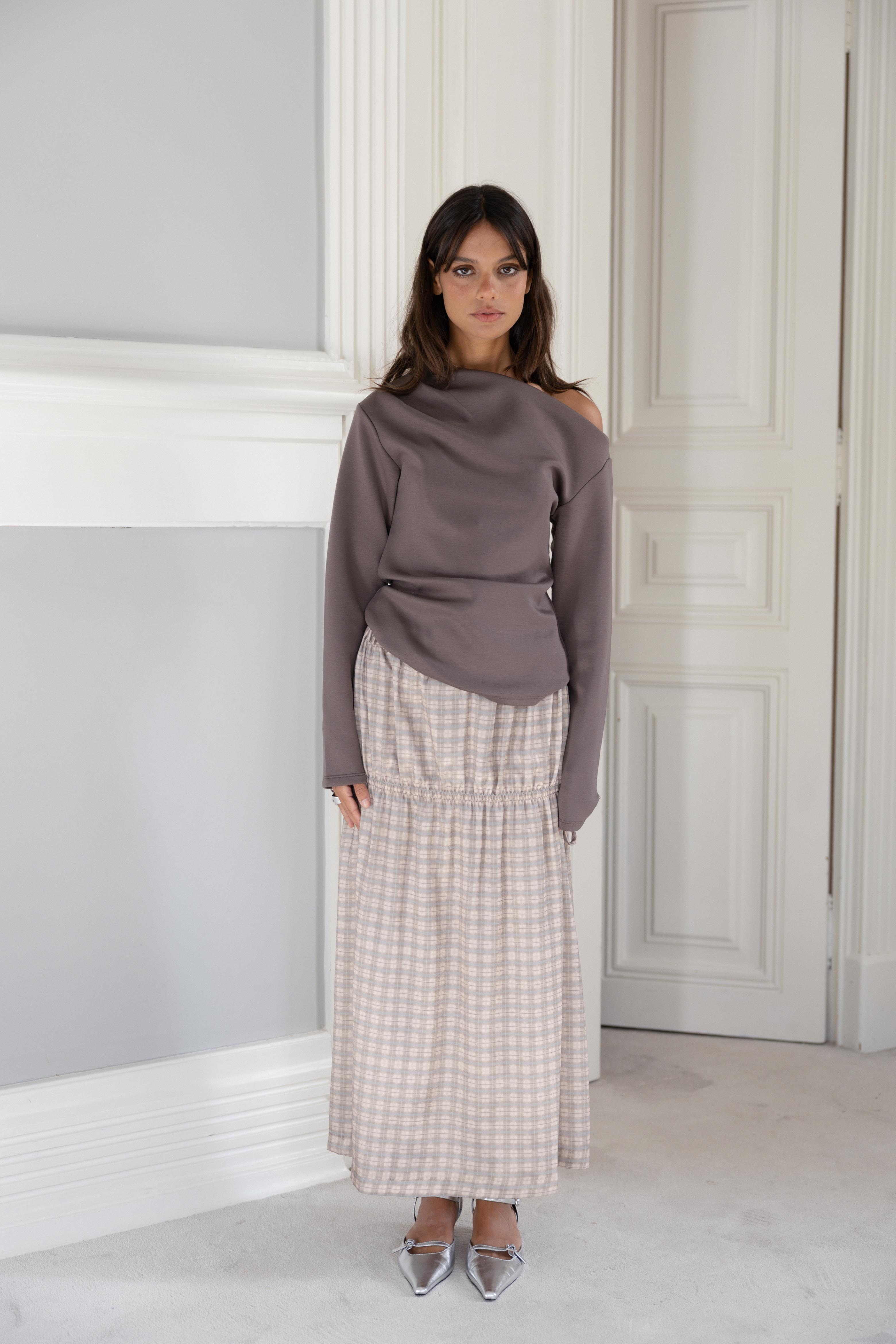 Saia Evasé Franzida Xadrez Escocês