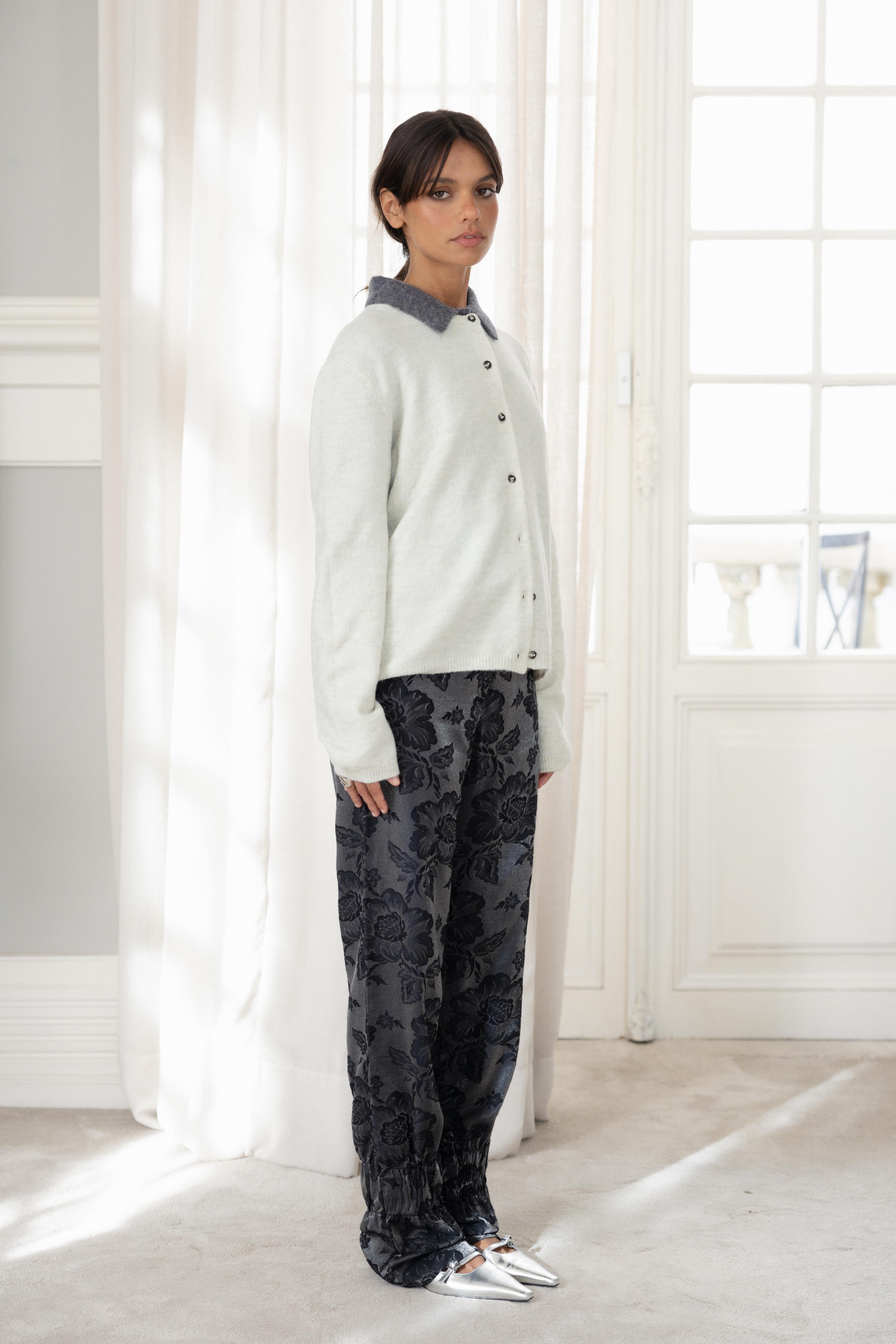 Shirred Trousers Black Floral