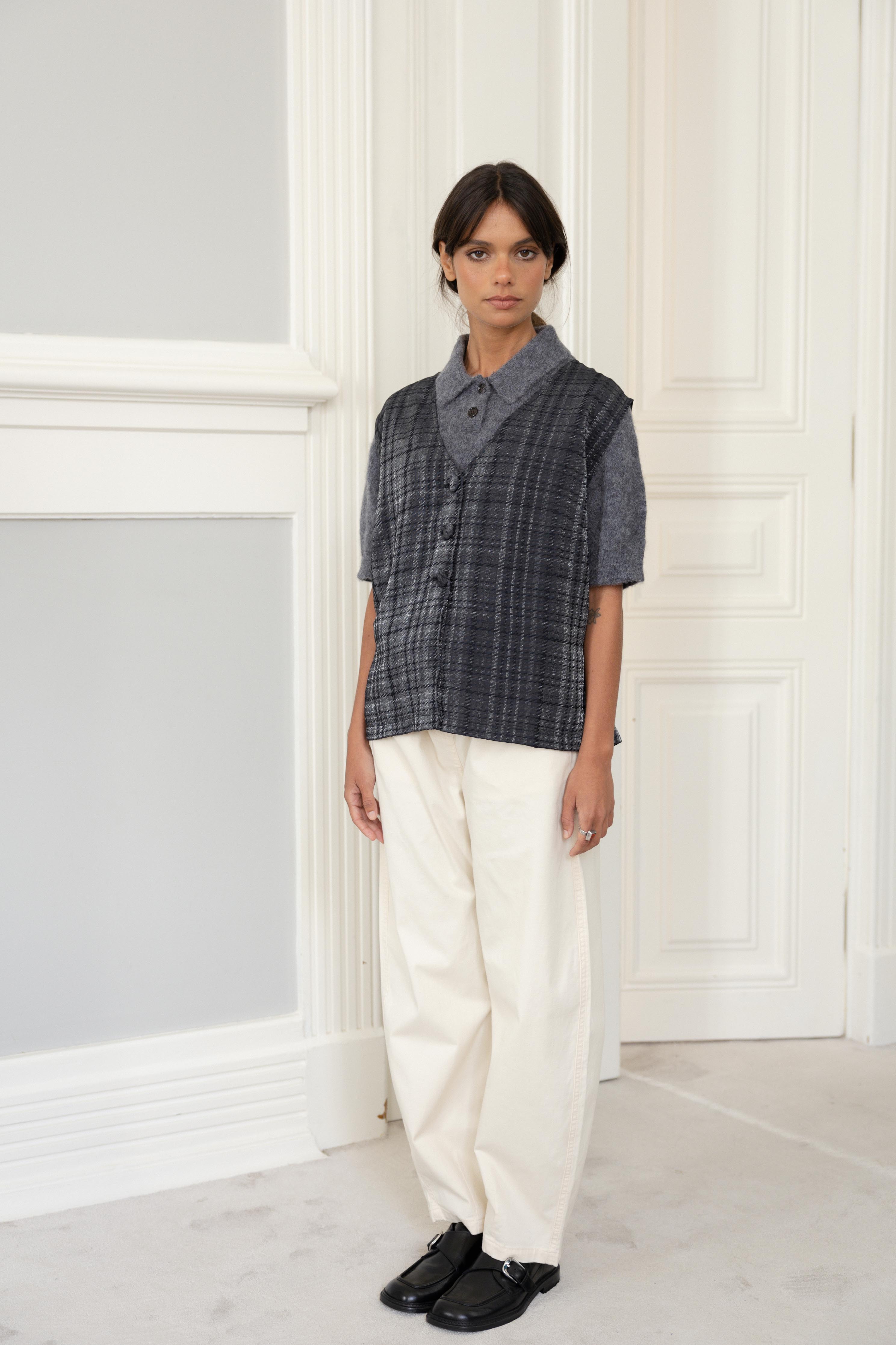 Colete com Atilhos Xadrez Brilhante