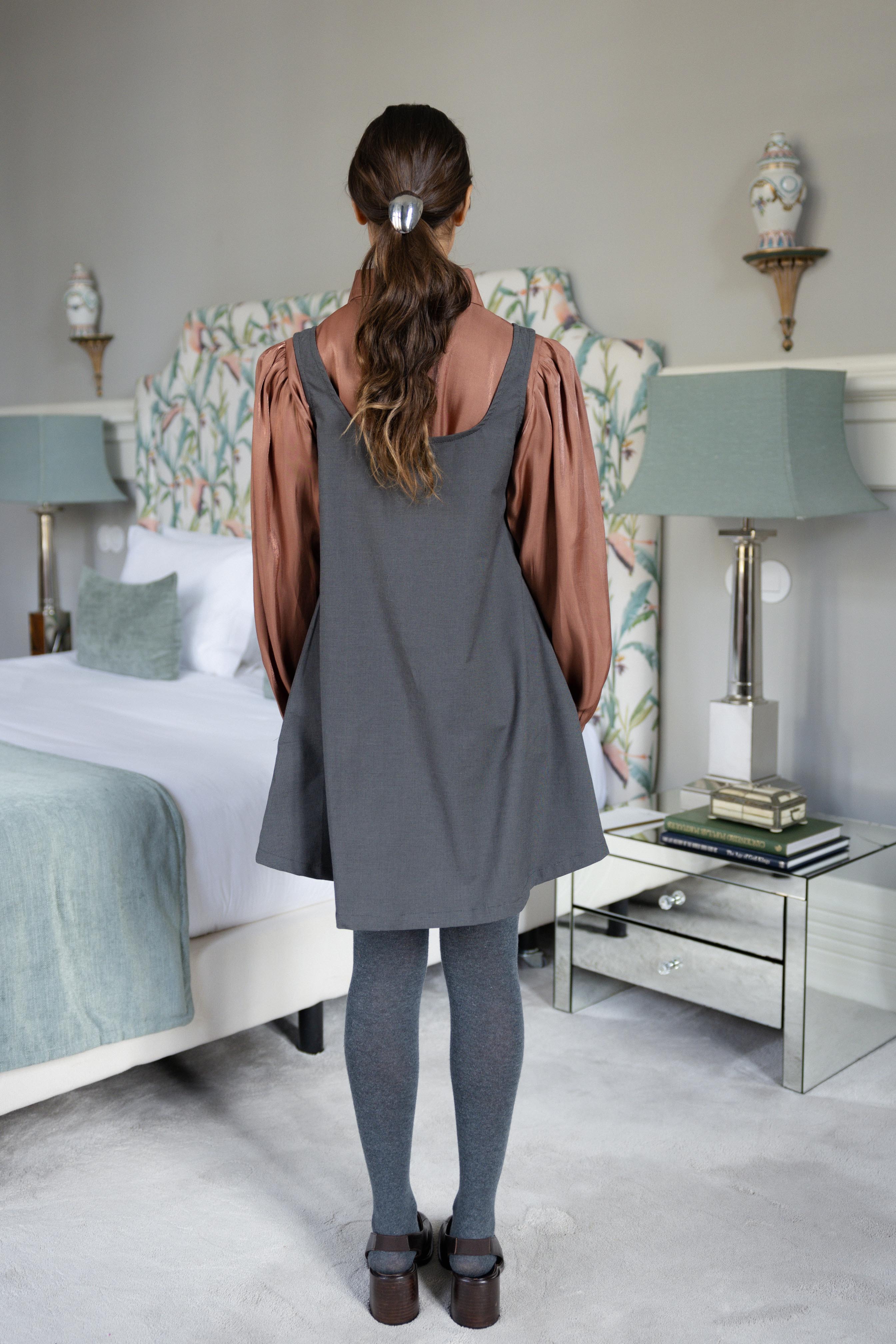 Flared Short Dress Pied de Poule