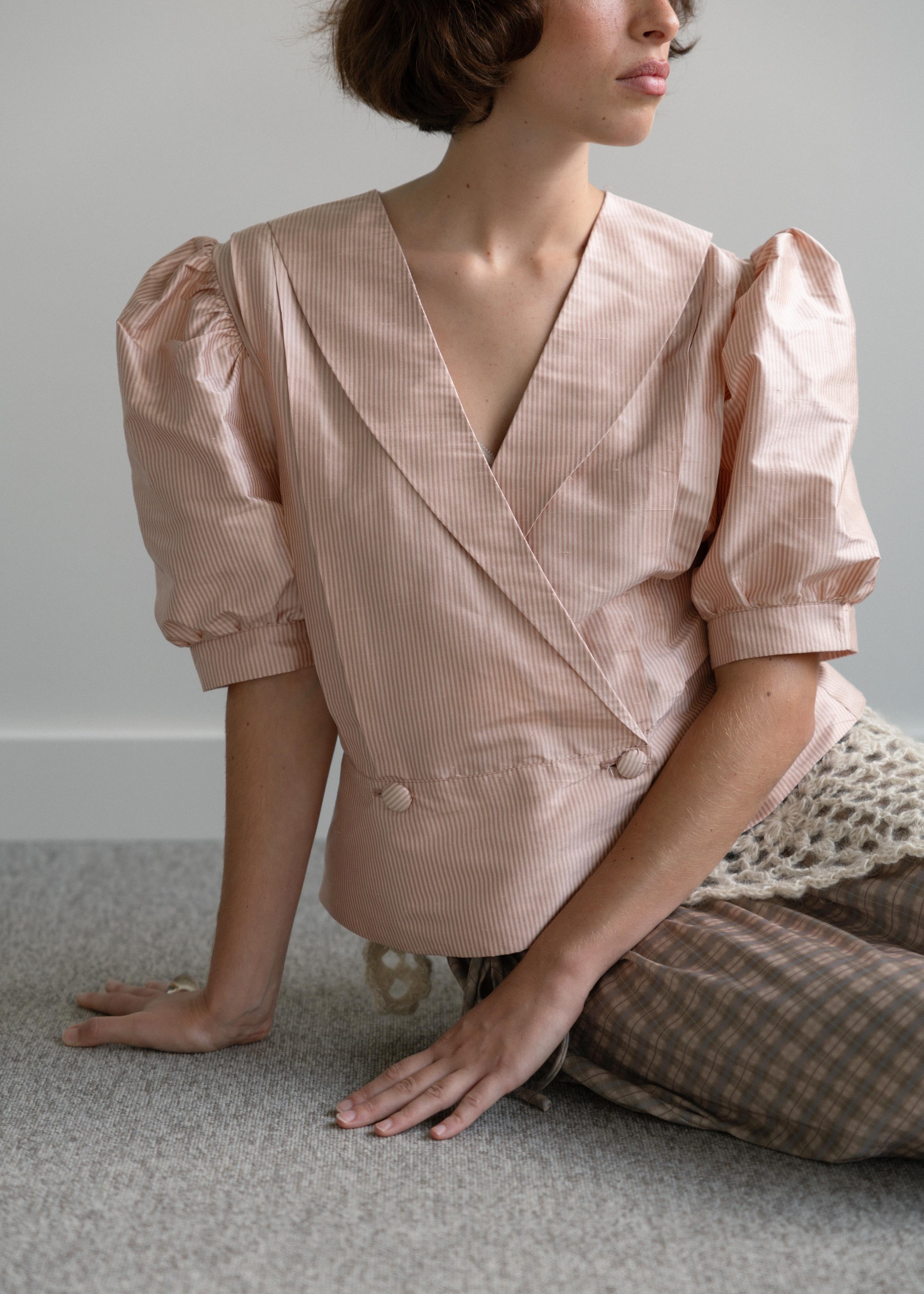 Camisa Cruzada Seda Riscas