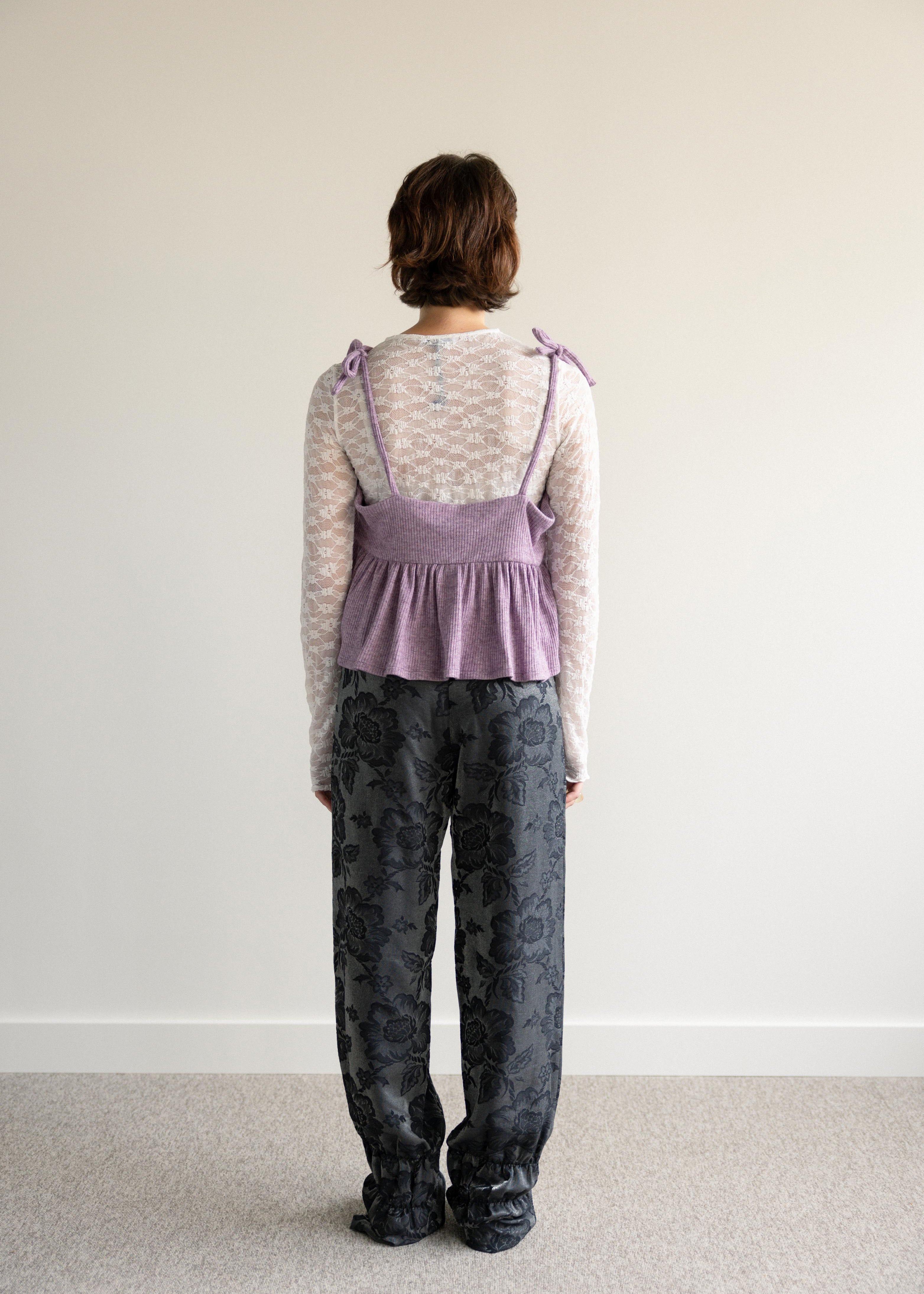 Top Alças Peplum Malha Lilás