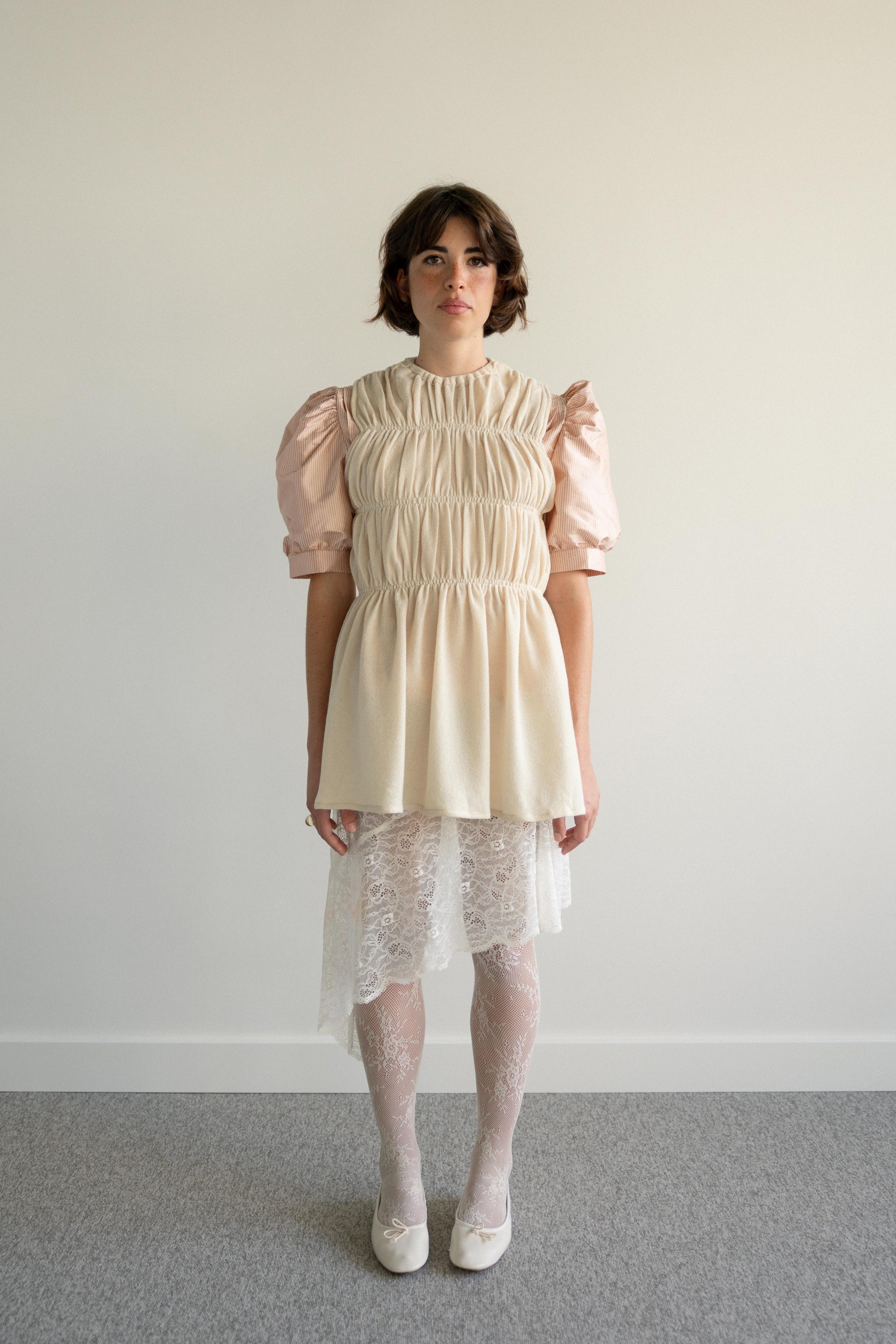 Colete Franzido Comprido Malha Cru