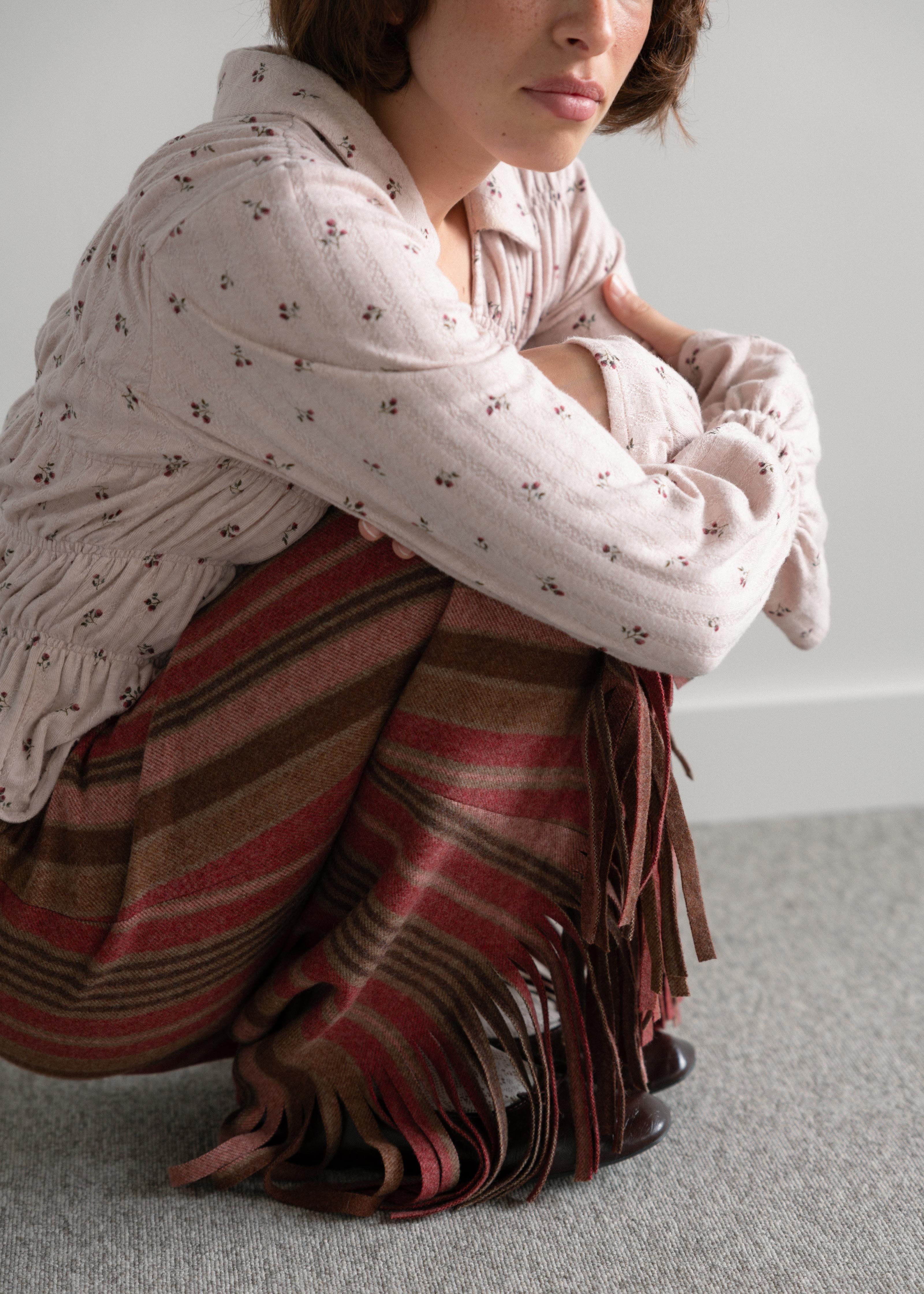 Saia Midi com Franjas Fazenda