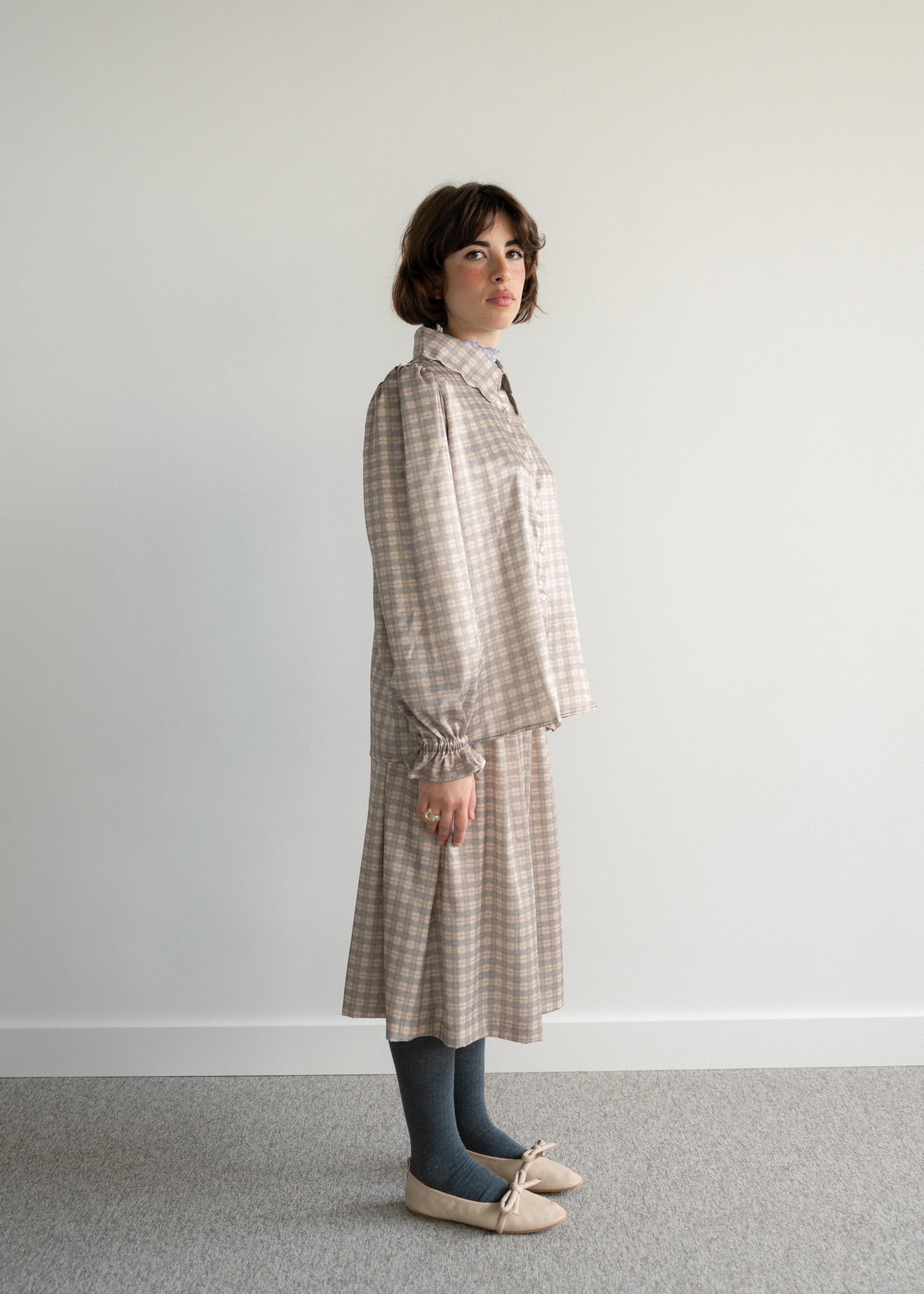 Camisa Gola Recortada Xadrez Escocês