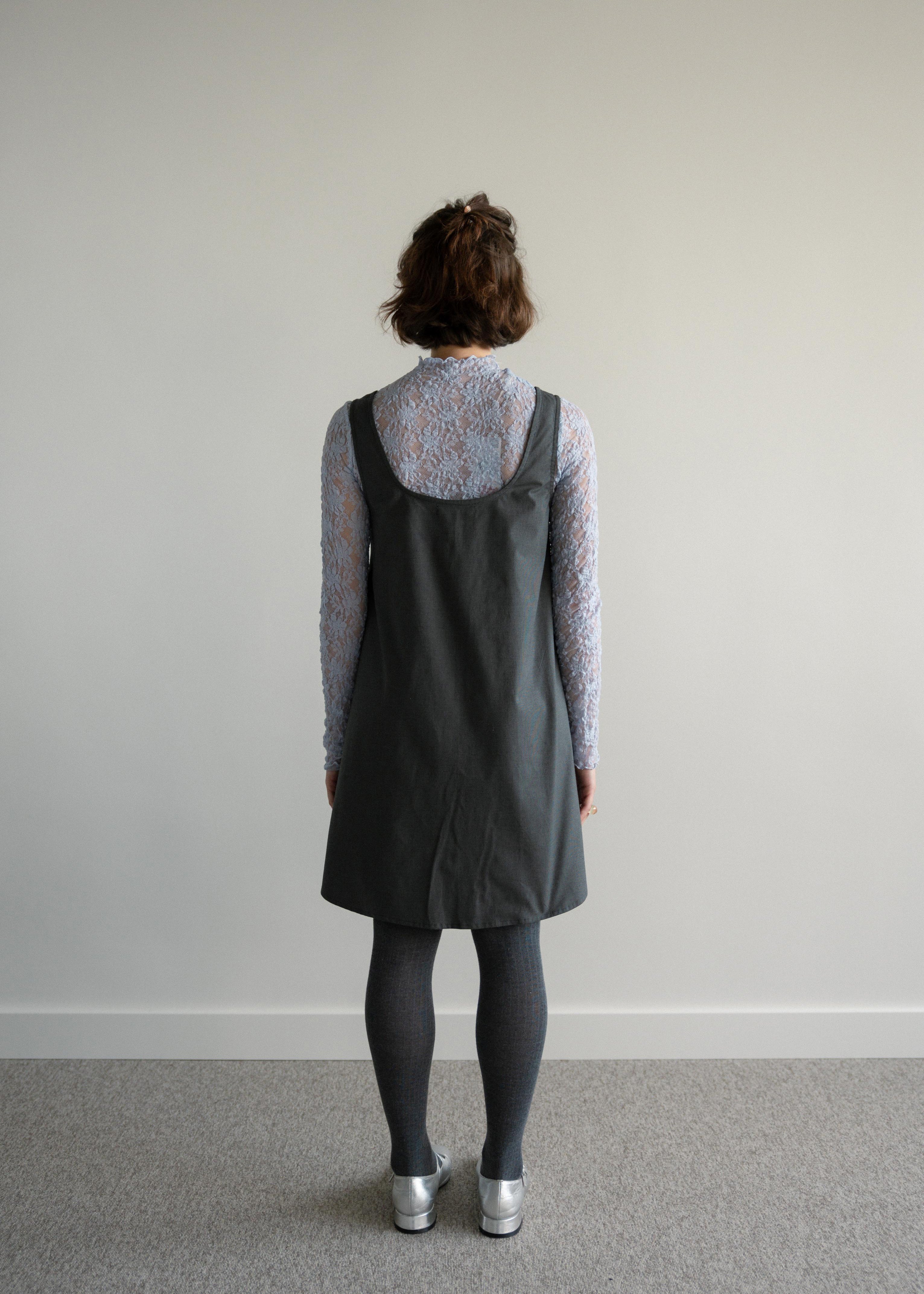 Vestido Curto Evasé Pied de Poule