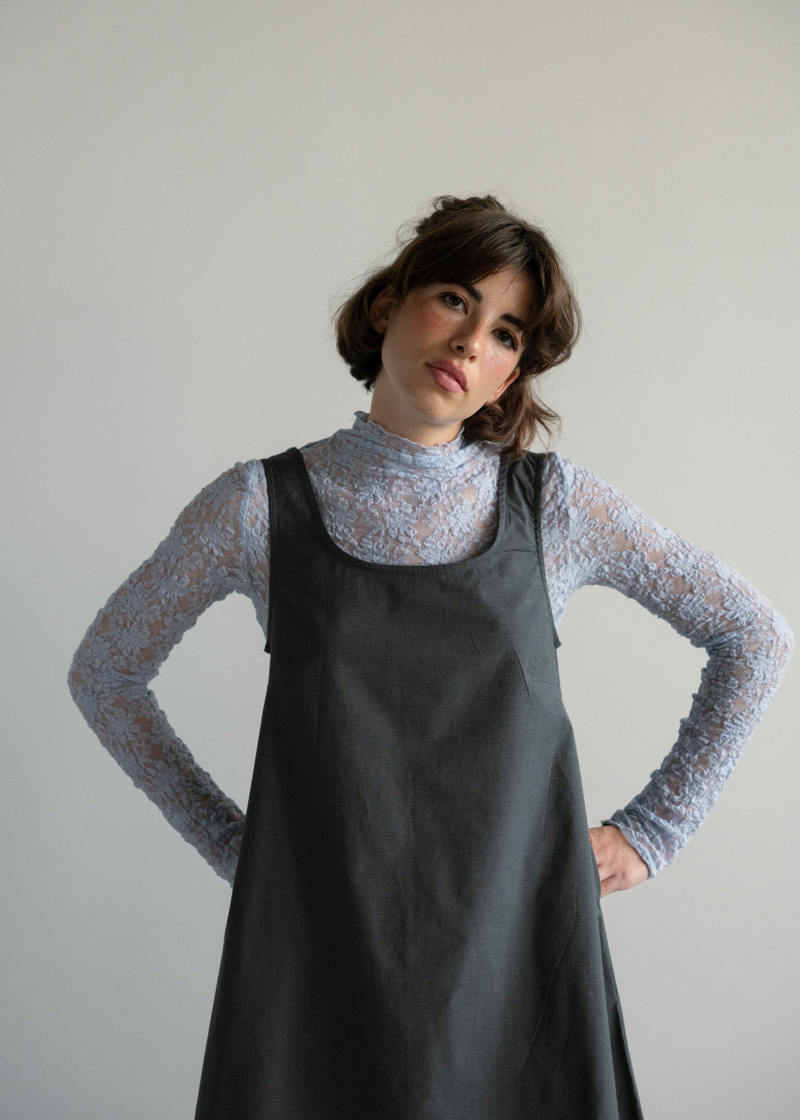 Vestido Curto Evasé Pied de Poule