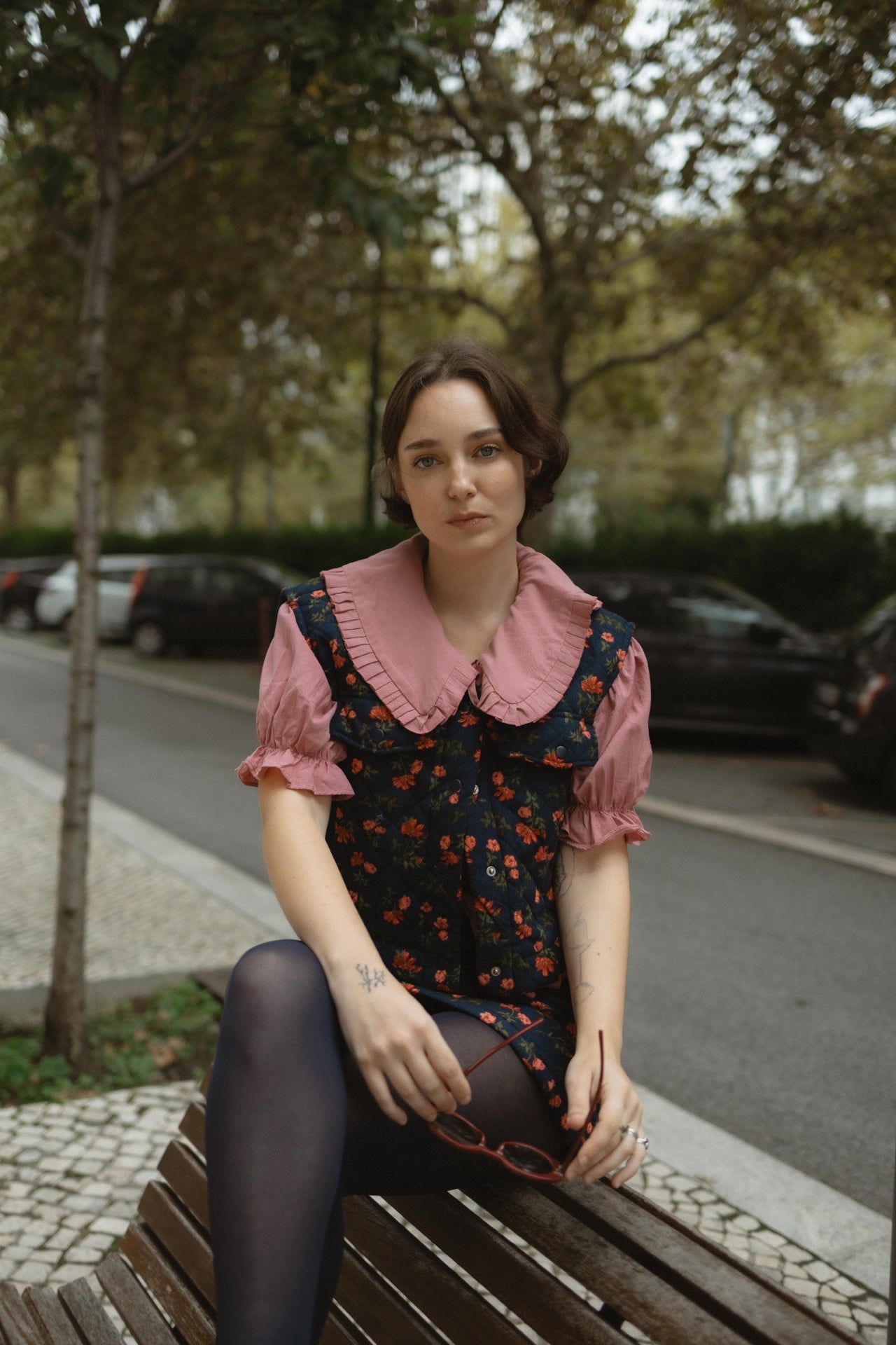 Camisa com Gola e Atilhos Rosa