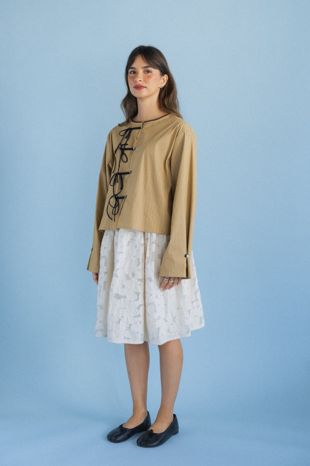 Camisa Alamares Riscas Mostarda