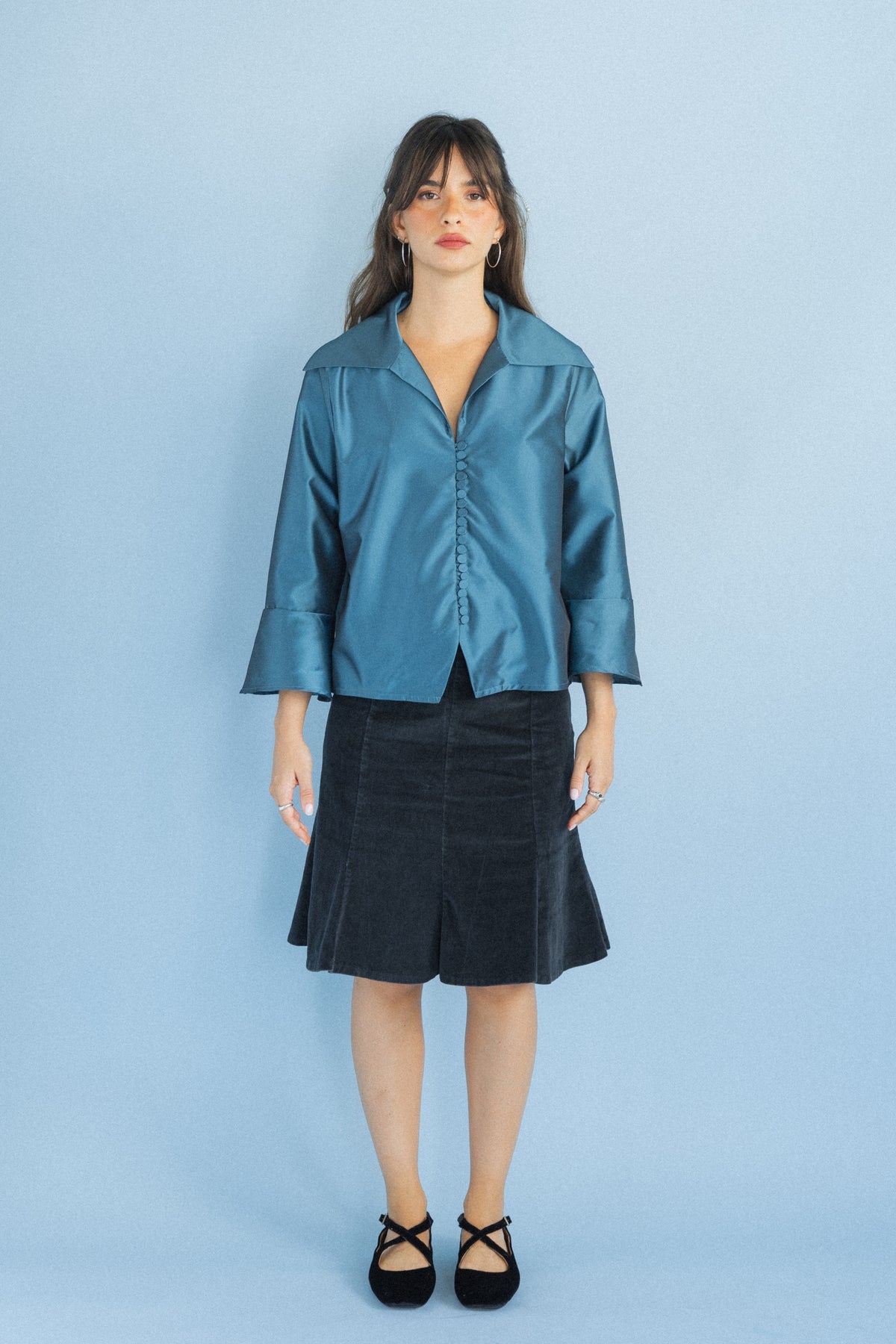 Camisa Tafetá Azul