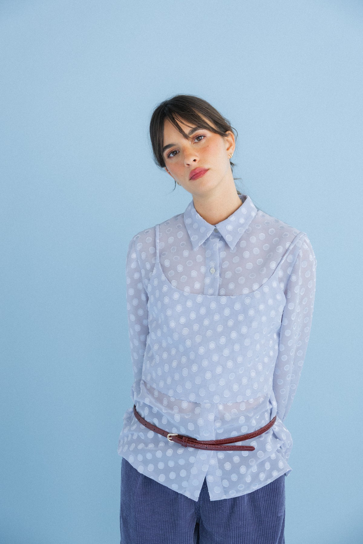 Camisa com Top Polka Dots Azul