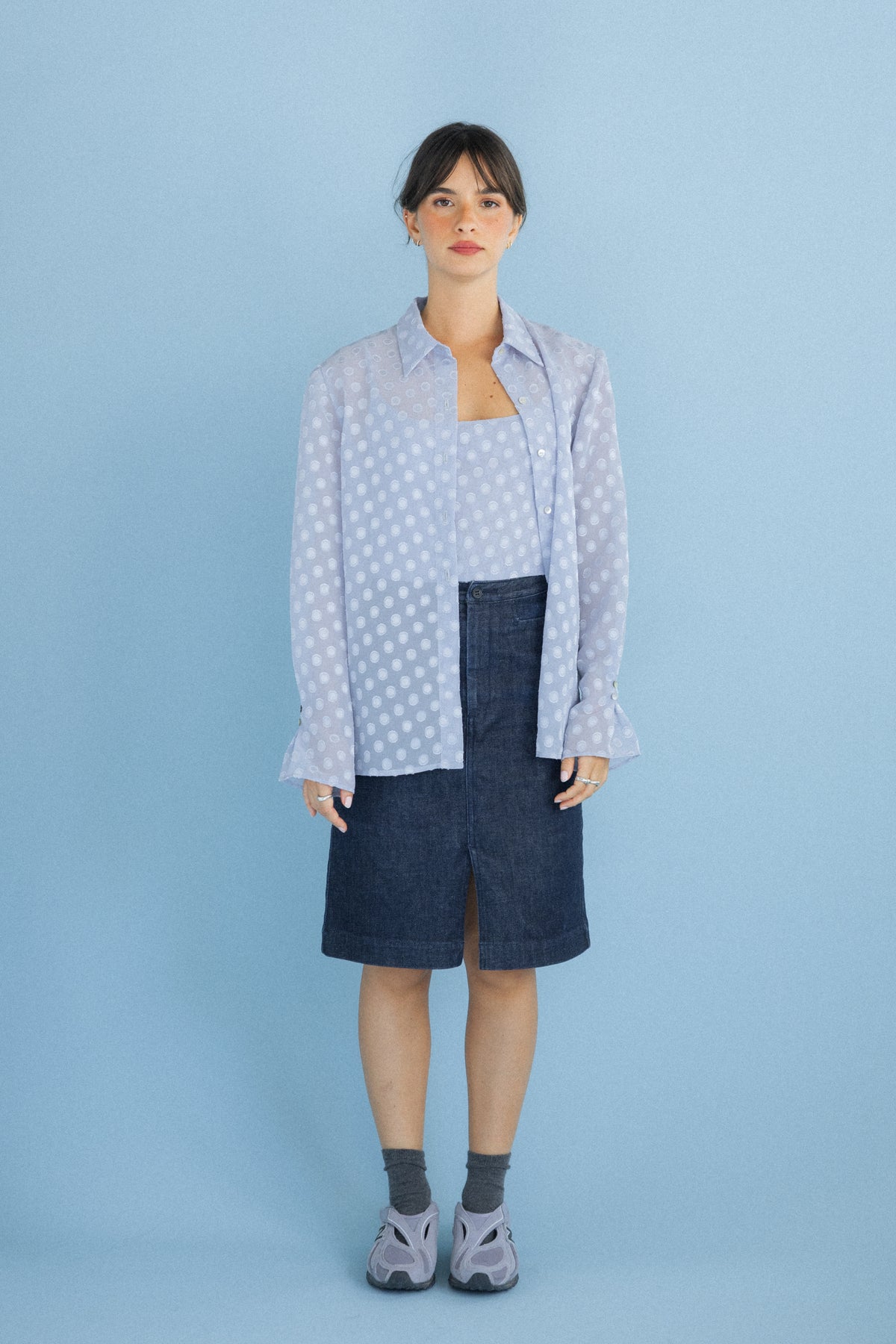 Camisa com Top Polka Dots Azul