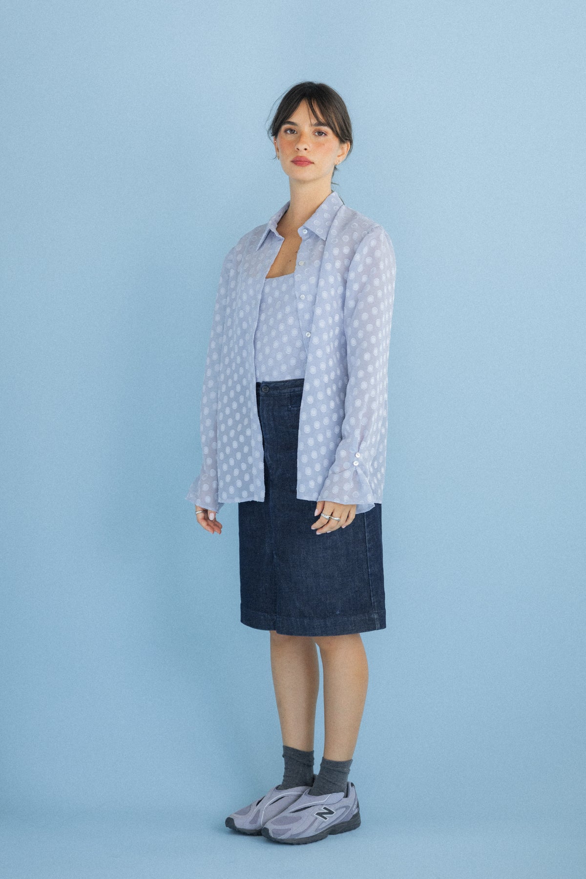 Camisa com Top Polka Dots Azul