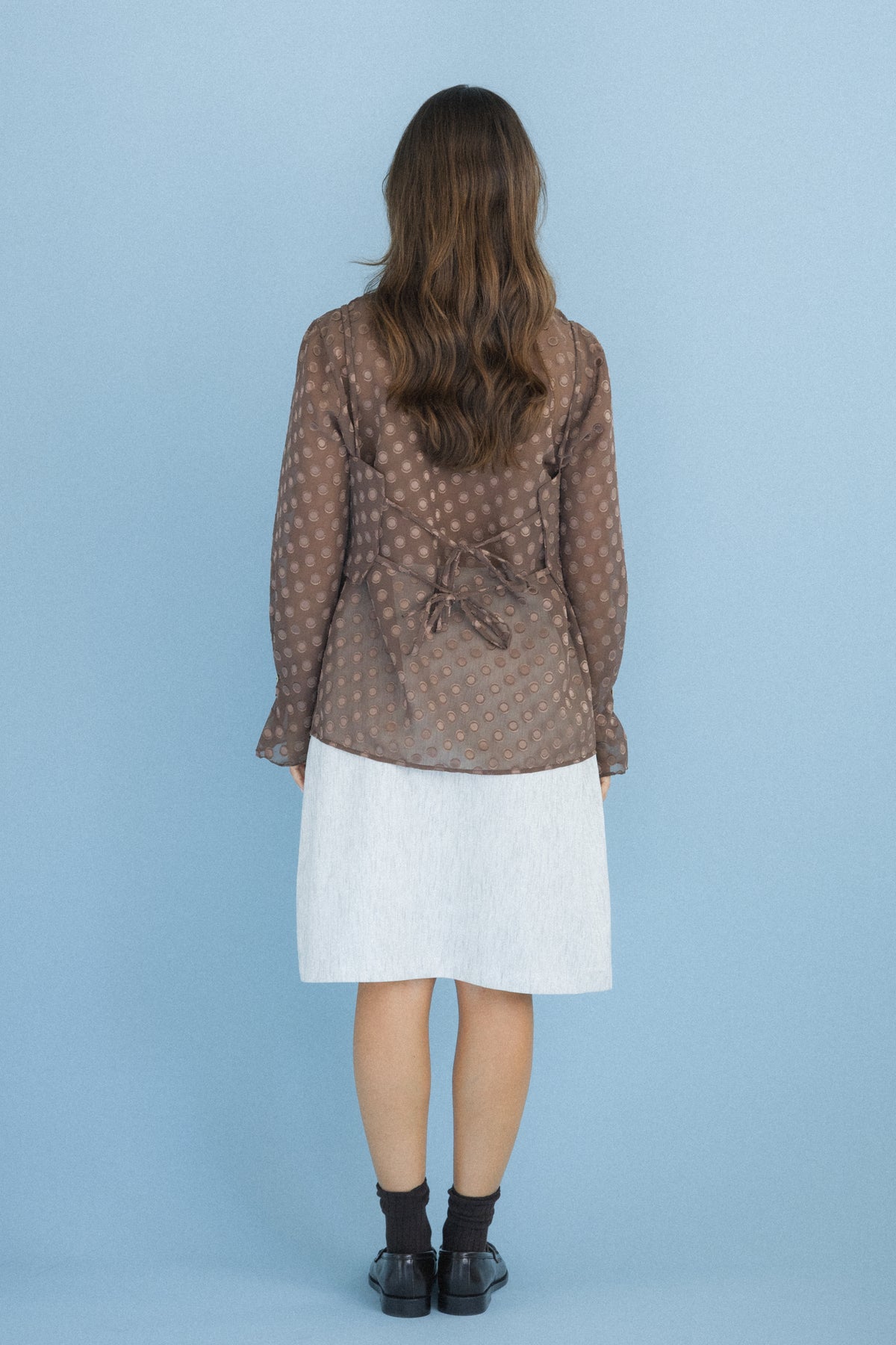 Camisa com Top Polka Dots Castanho