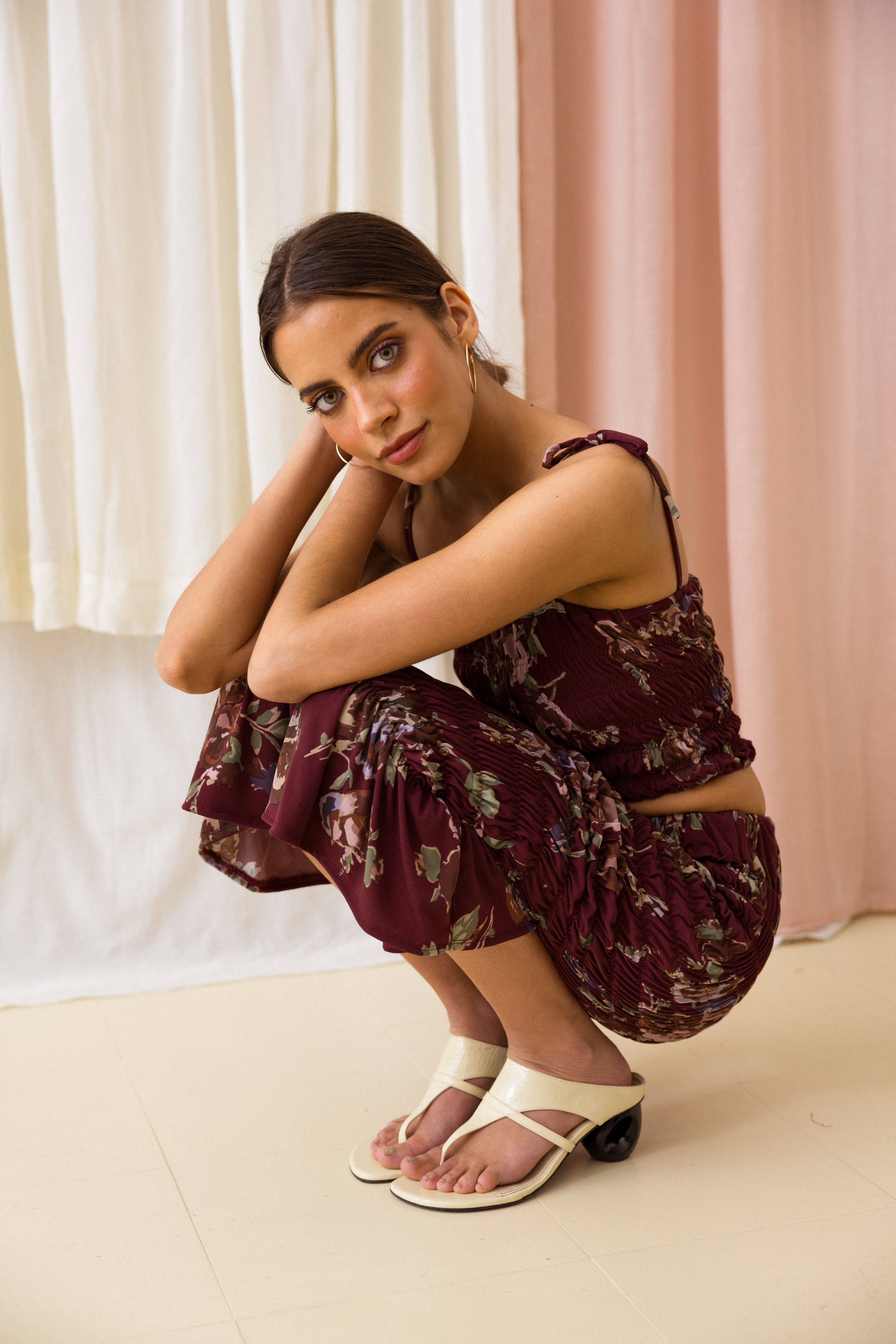 Saia Midi Franzidos Floral