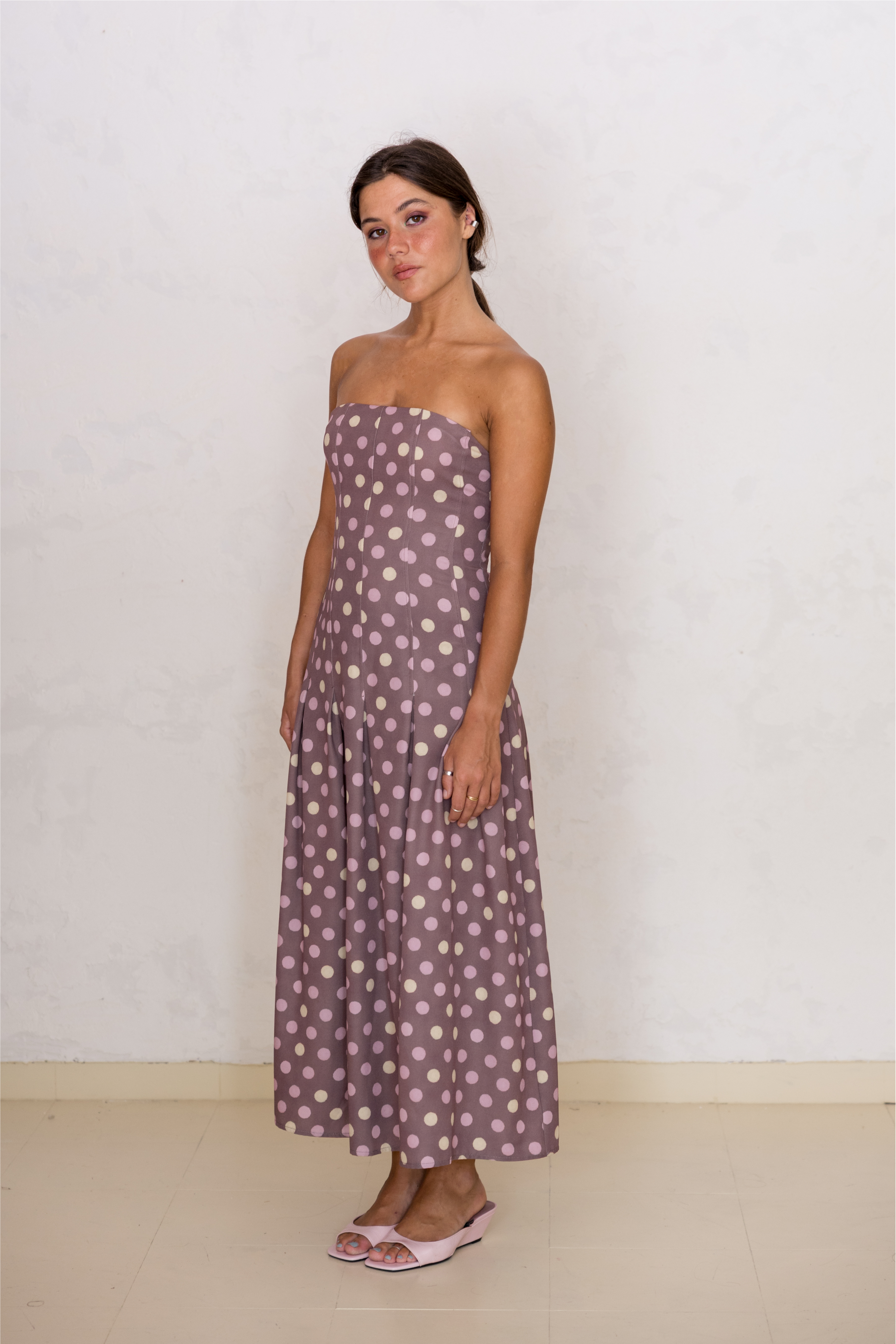 Vestido Caicai com Pinças Polka Dots
