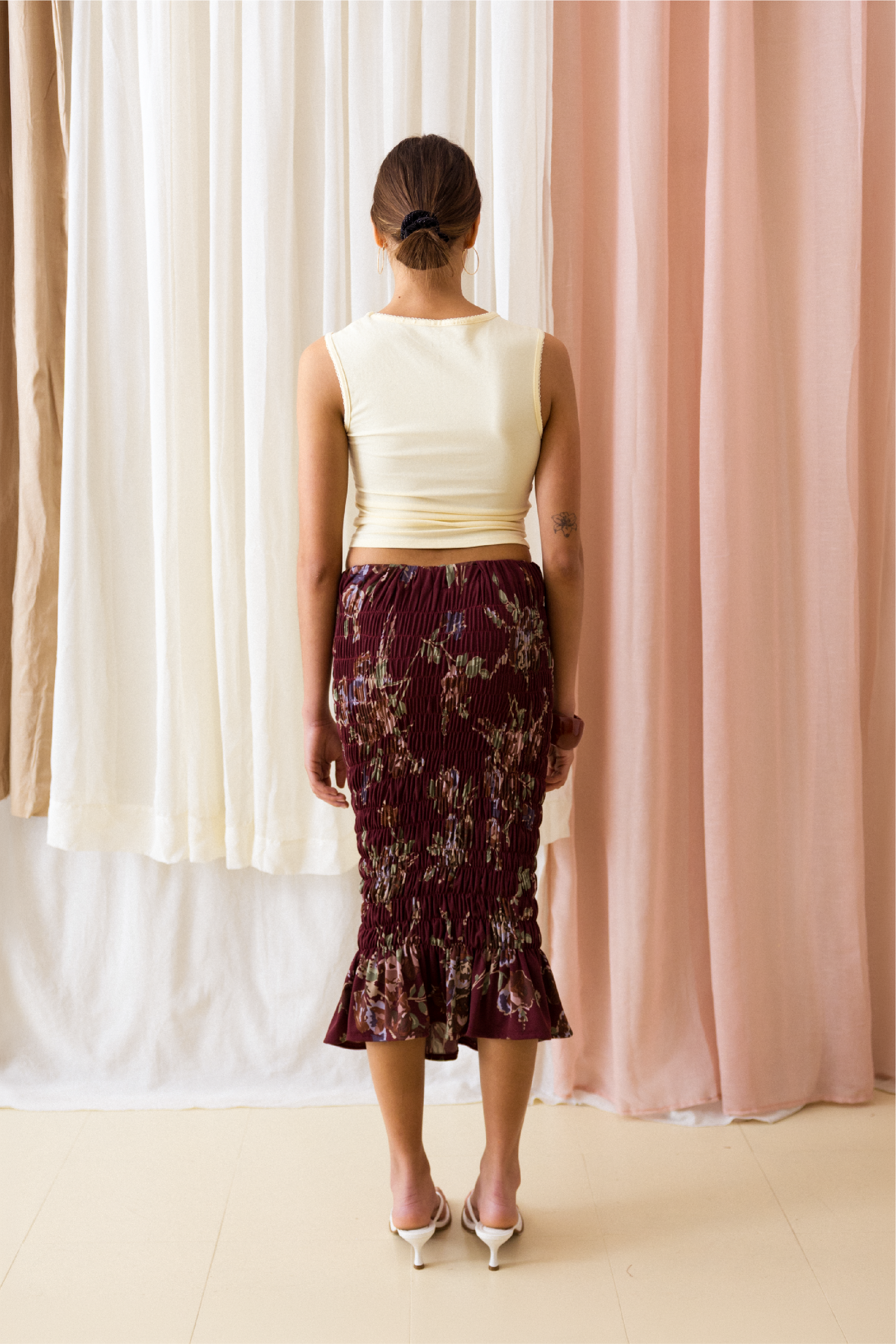 Saia Midi Franzidos Floral