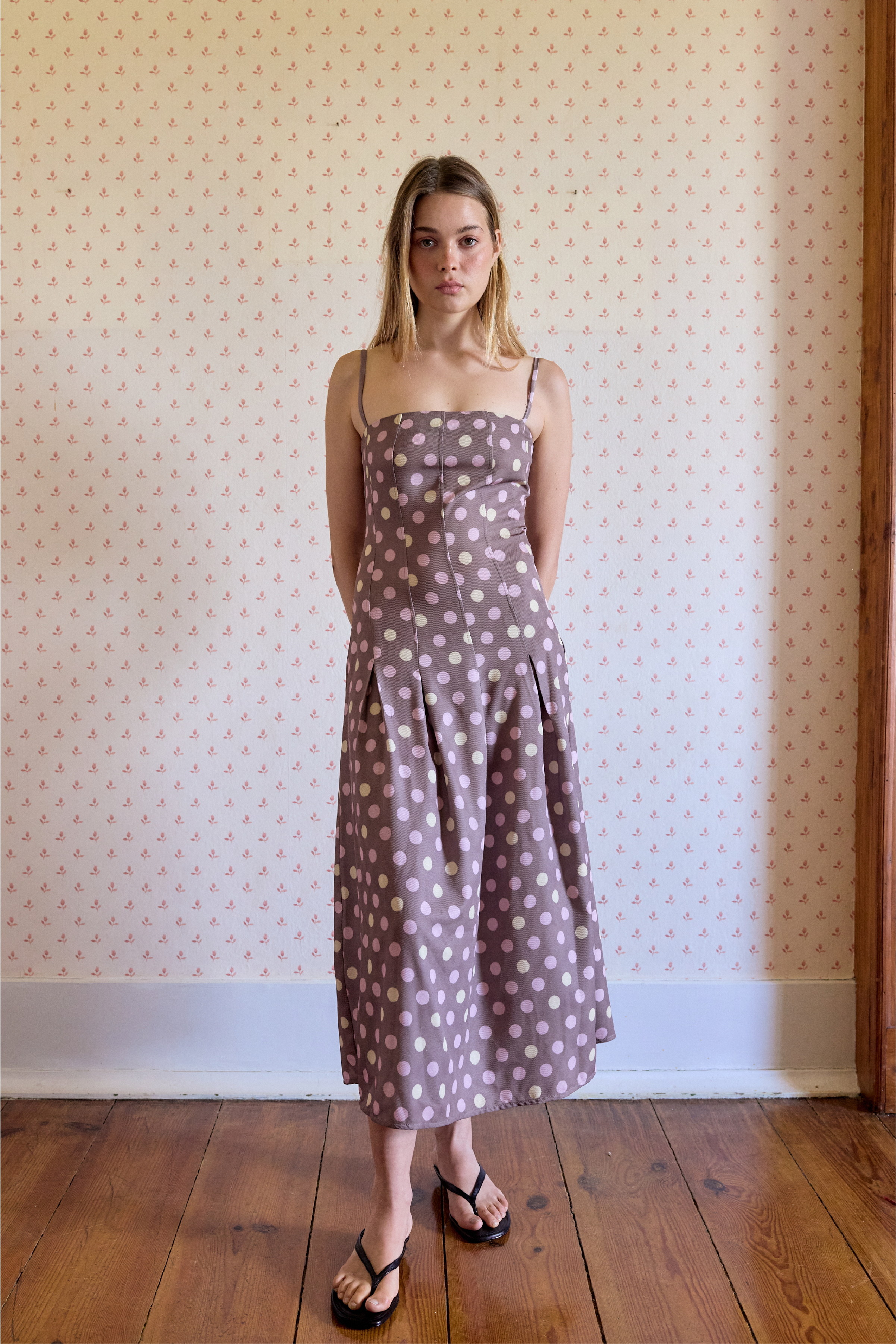 Vestido Caicai com Pinças Polka Dots
