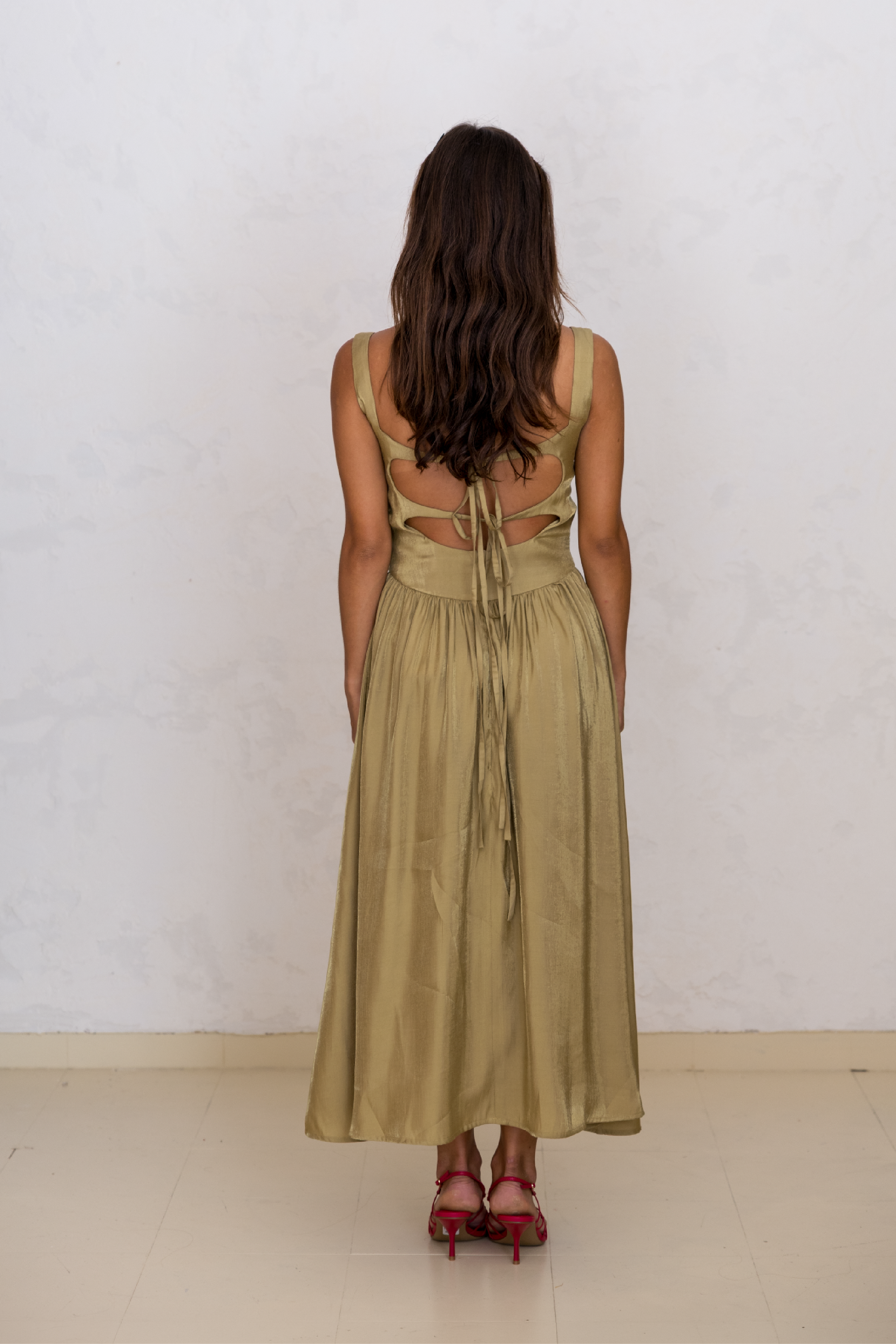 Dress with Bows Ochre Yellow 